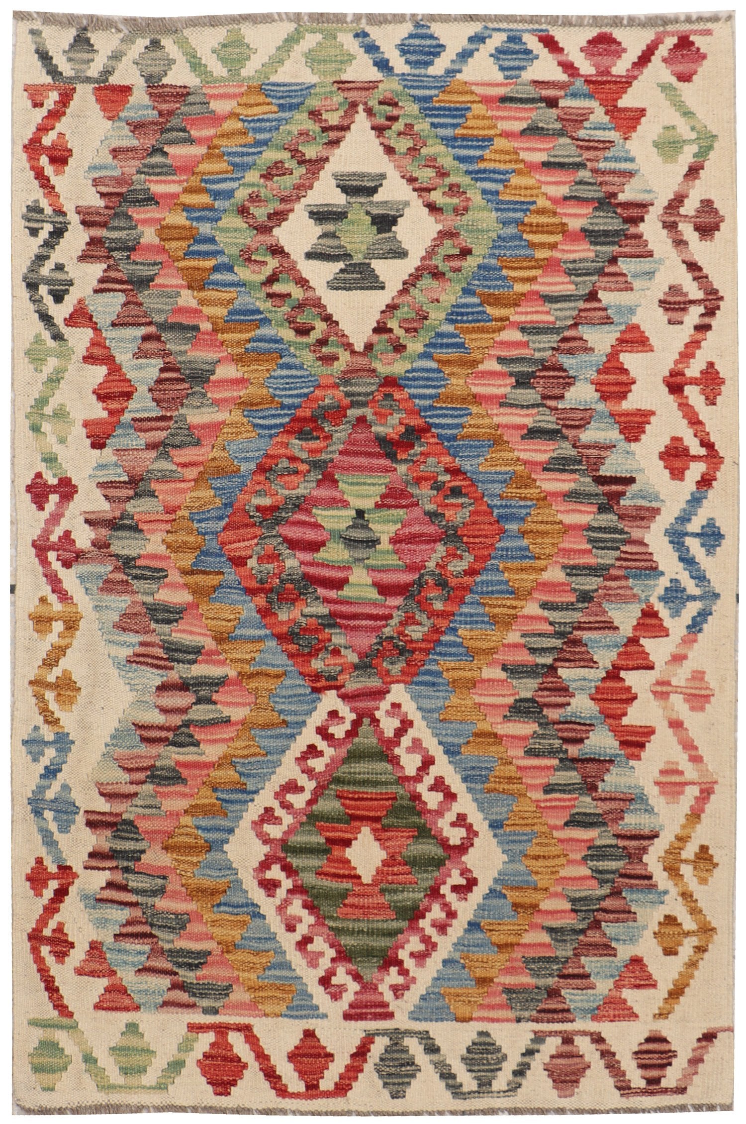 3' X 4' Multi Handmade Veggie Dye Kilim Rug Rectangular