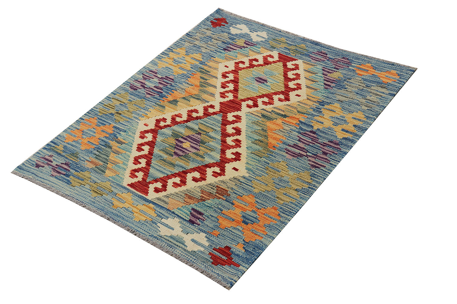 3' x 3' Multi Handmade Veggie Dye Kilim Rug Square