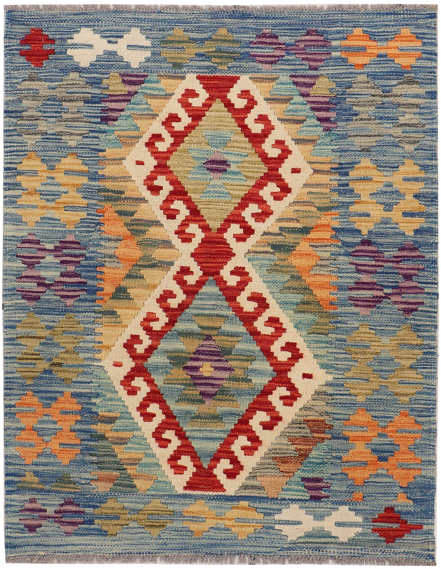 3' x 3' Multi Handmade Veggie Dye Kilim Rug Square
