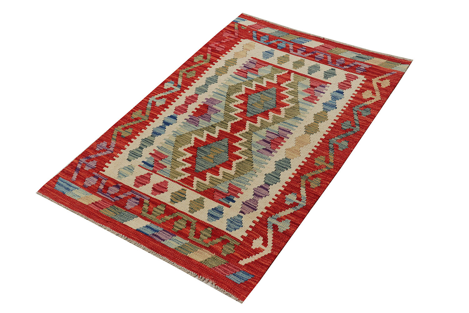 3' X 4' Multi Handmade Veggie Dye Kilim Rug Rectangular