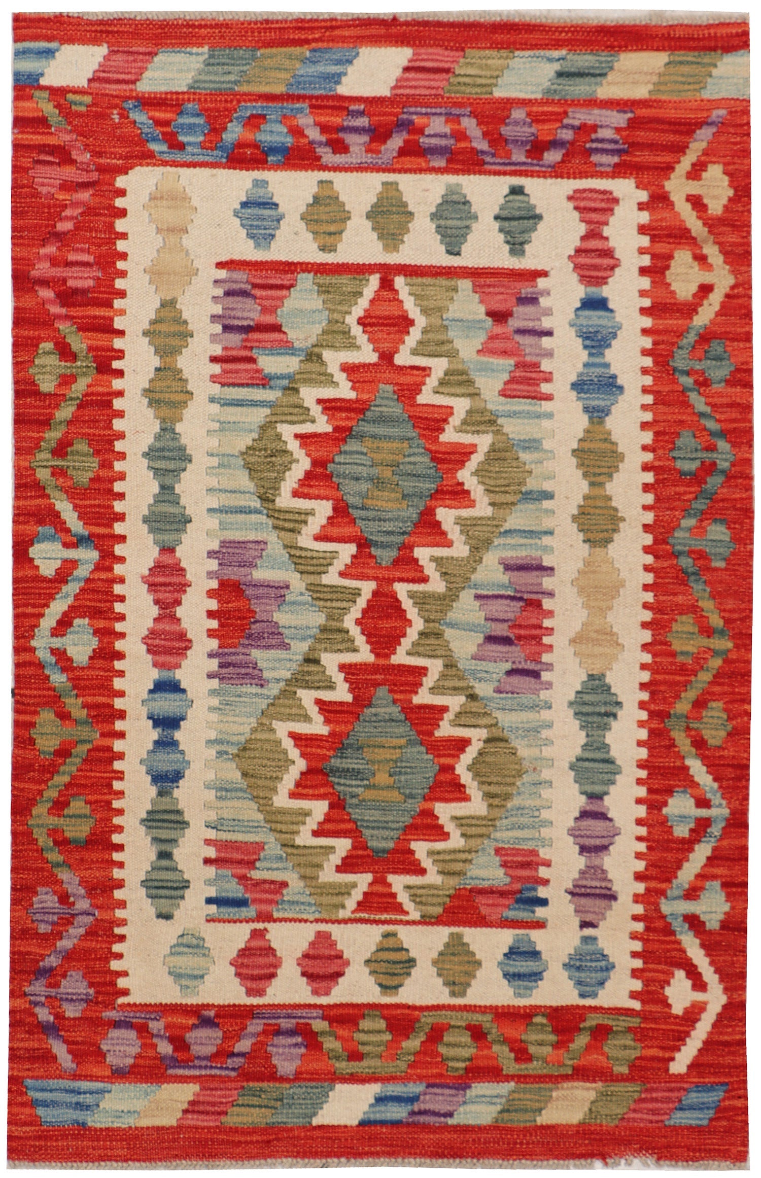 3' X 4' Multi Handmade Veggie Dye Kilim Rug Rectangular