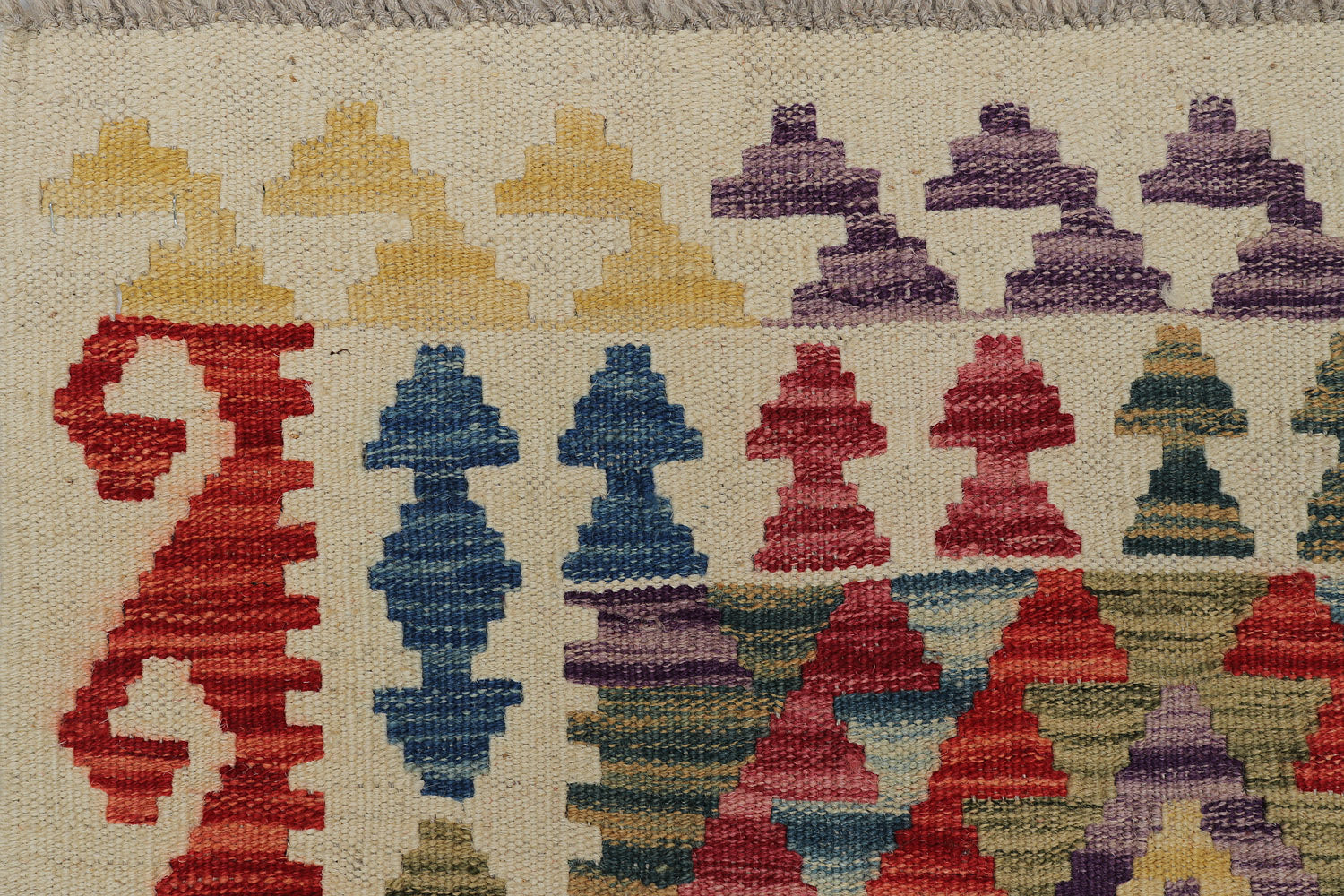3' X 8' Multi Handmade Veggie Dye Kilim Rug Runner