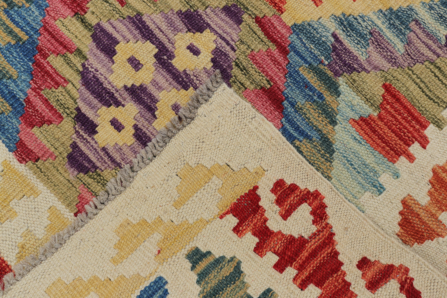 3' X 8' Multi Handmade Veggie Dye Kilim Rug Runner