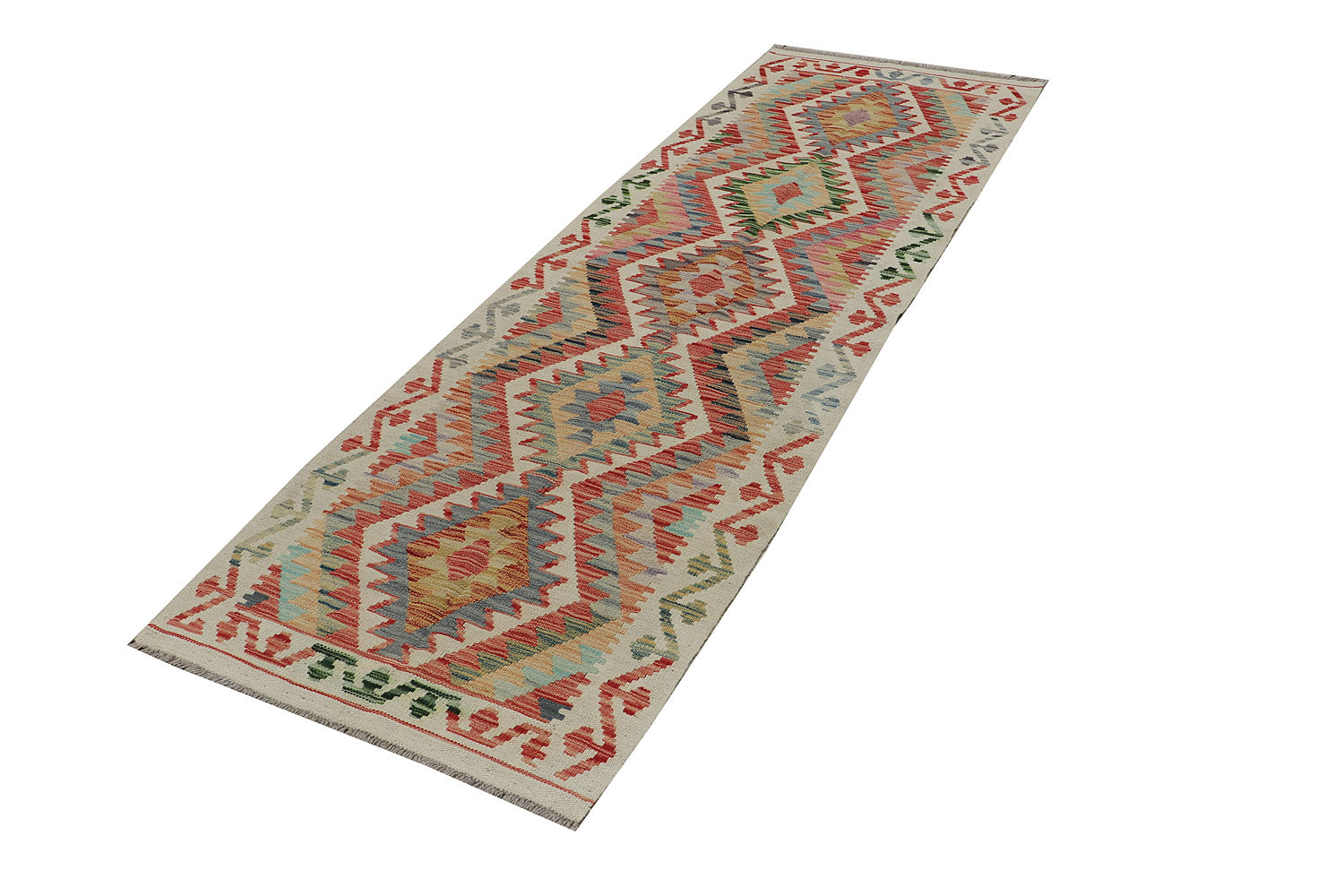 3' X 8' Multi Handmade Veggie Dye Kilim Rug Runner