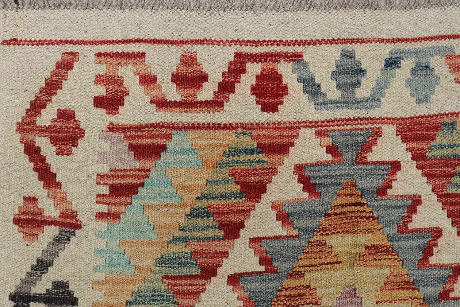 3' X 8' Multi Handmade Veggie Dye Kilim Rug Runner