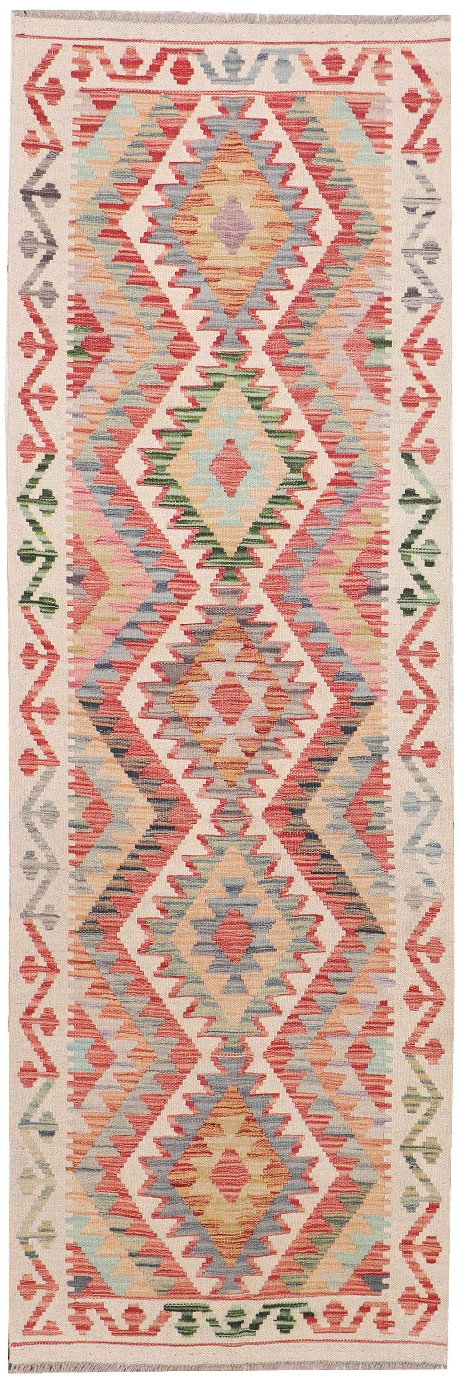 3' X 8' Multi Handmade Veggie Dye Kilim Rug Runner