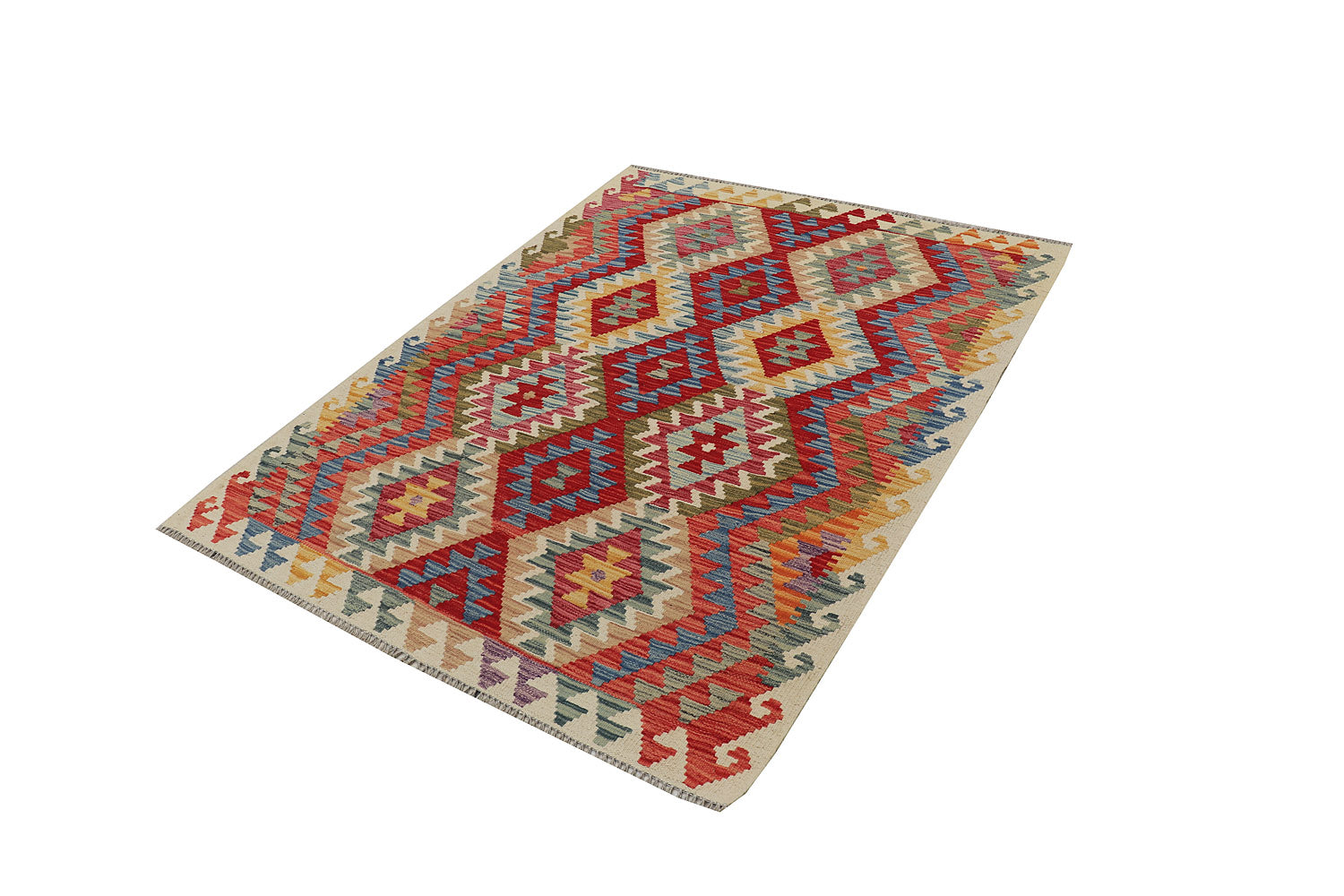 4' x 6' Multi Handmade Veggie Dye Kilim Rug Rectangular