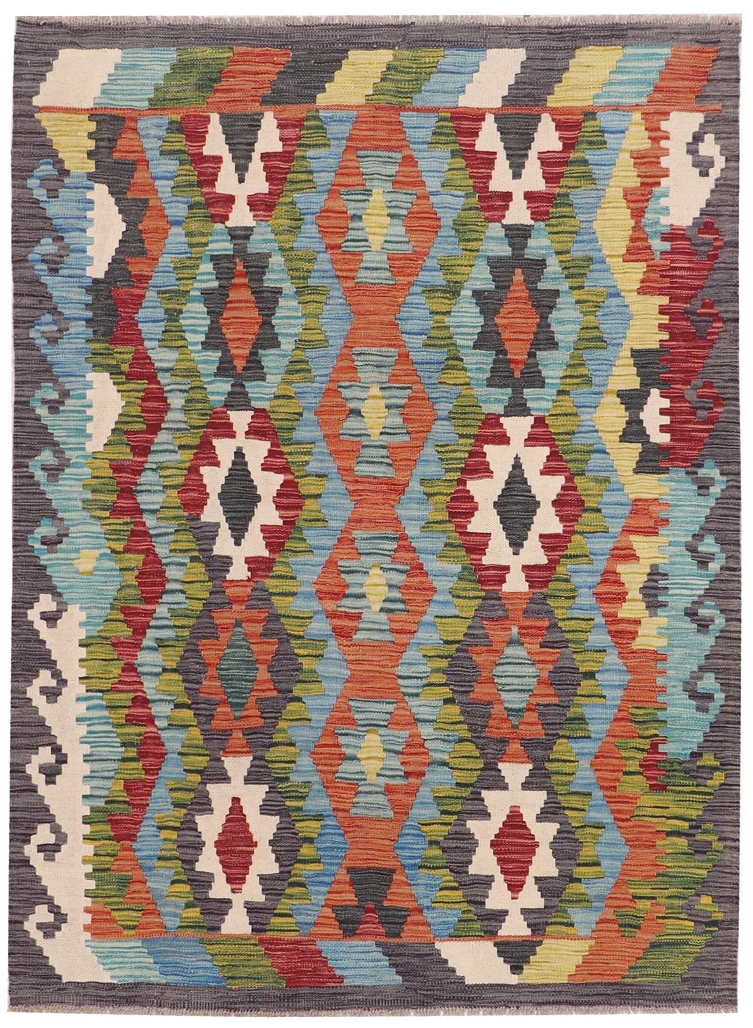 4' x 6' Multi Handmade Veggie Dye Kilim Rug Rectangular