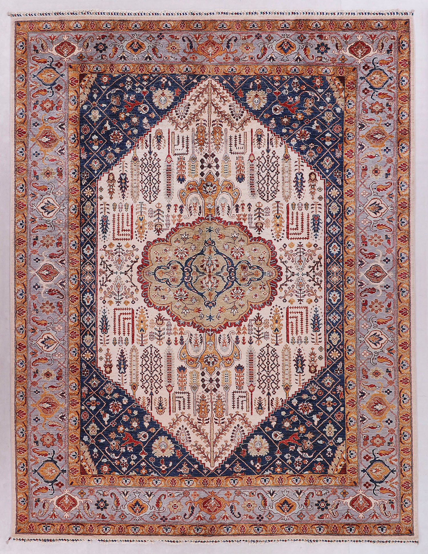 Sultani Persian Hand Knotted Wool Rug Ivory 8' x 10'