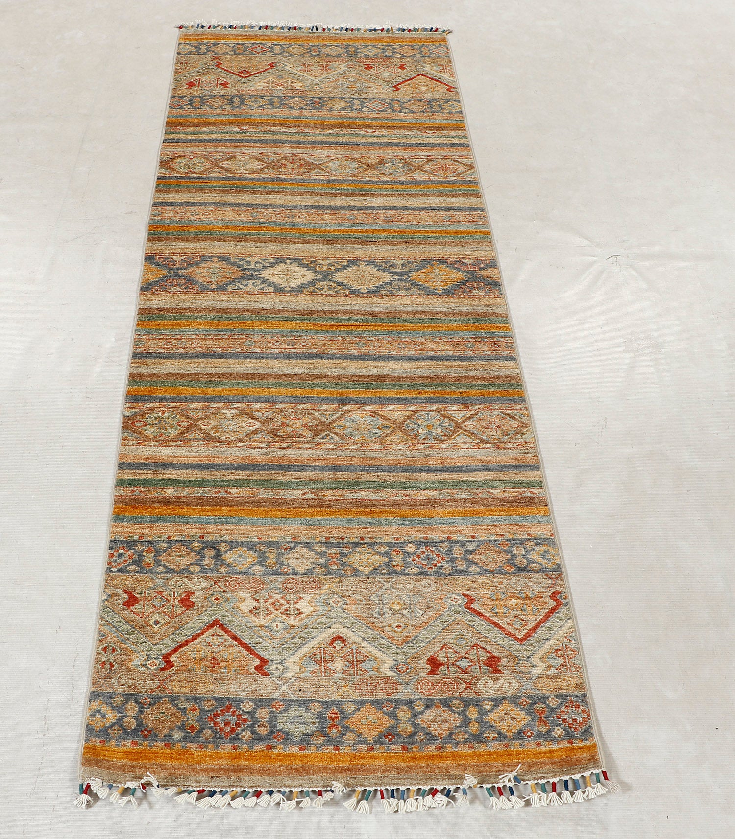 Khurjeen Persian Hand Knotted Wool Runner Multicolor 2'6" x 7'6"
