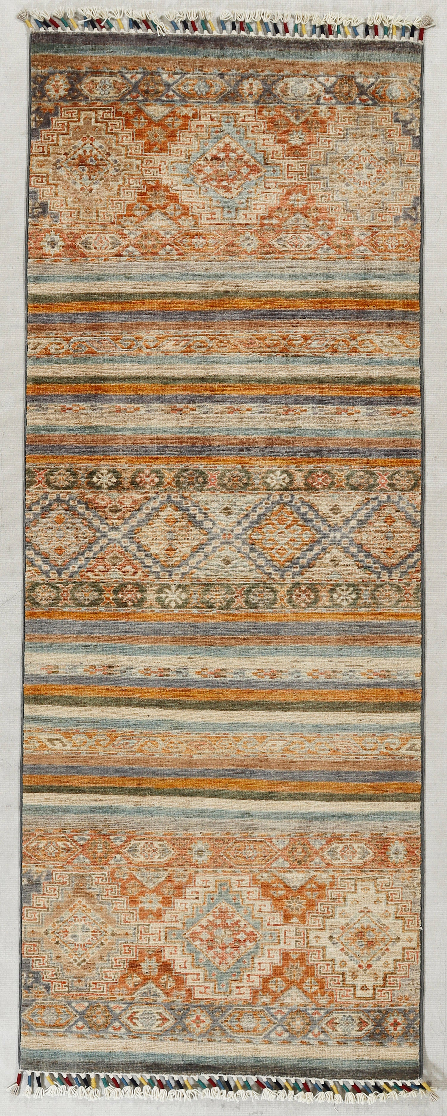 Khurjeen Persian Hand Knotted Wool Runner Multicolor 2'6" x 7'6"