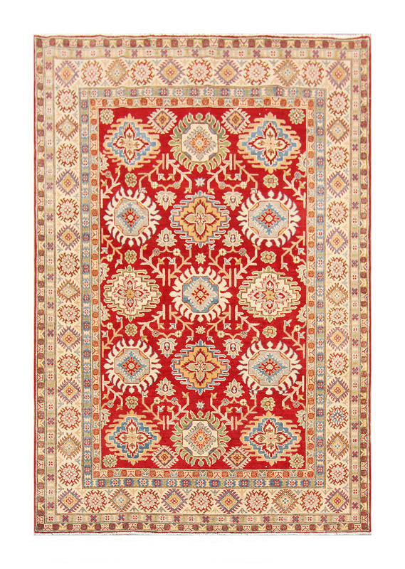6' 6"X 10' Red Handmade KAZAK Rug Rectangular