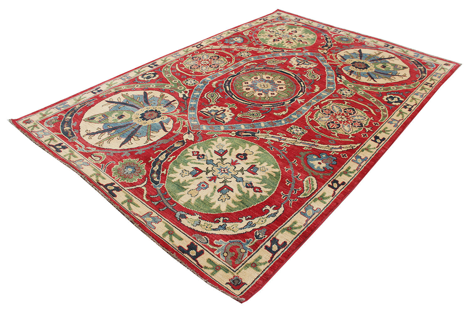 6' x 9' Red Handmade KAZAK Rug Rectangular