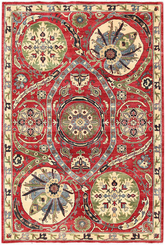 6' x 9' Red Handmade KAZAK Rug Rectangular