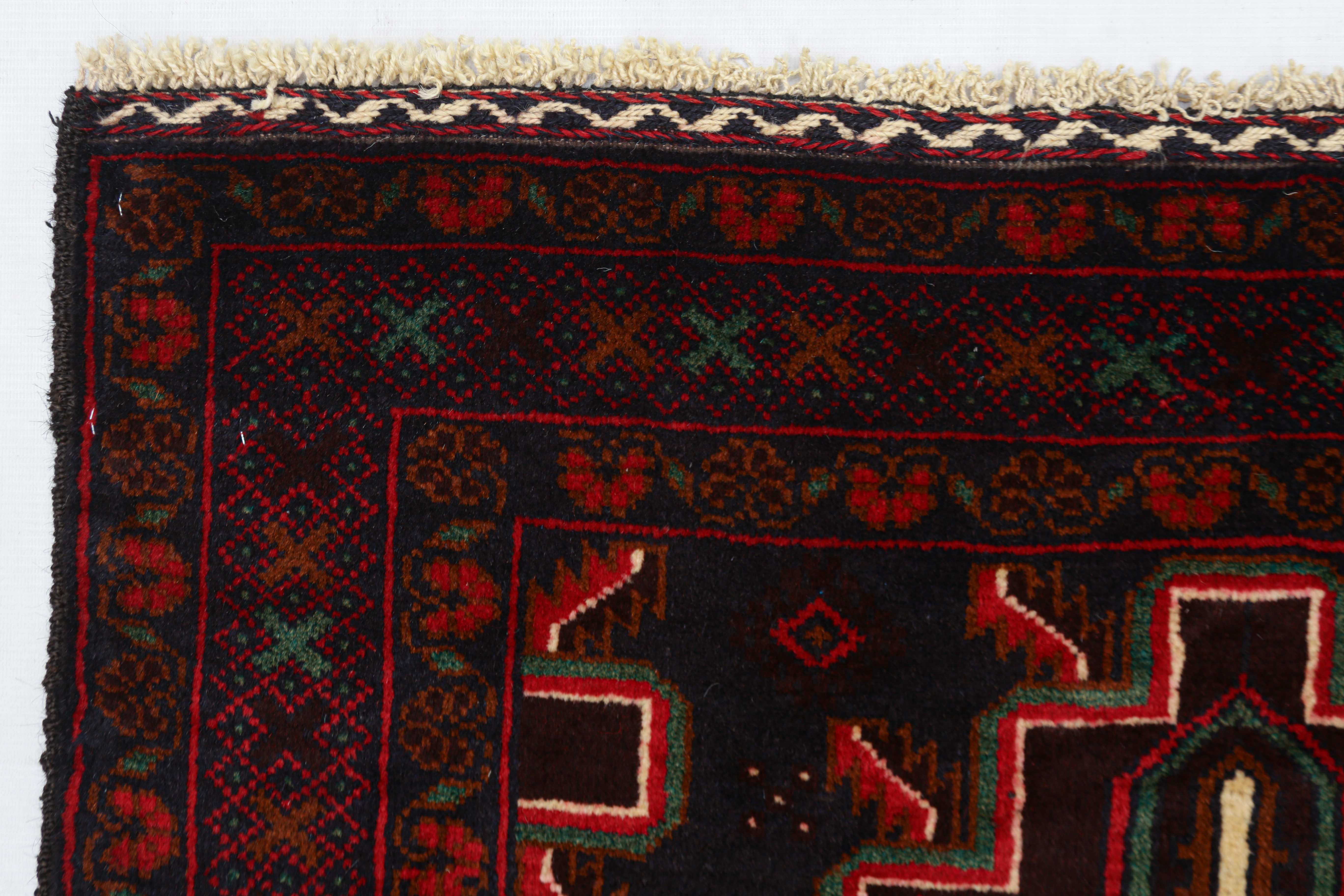 Handmade Adraskan Baluchi Afghan Rug