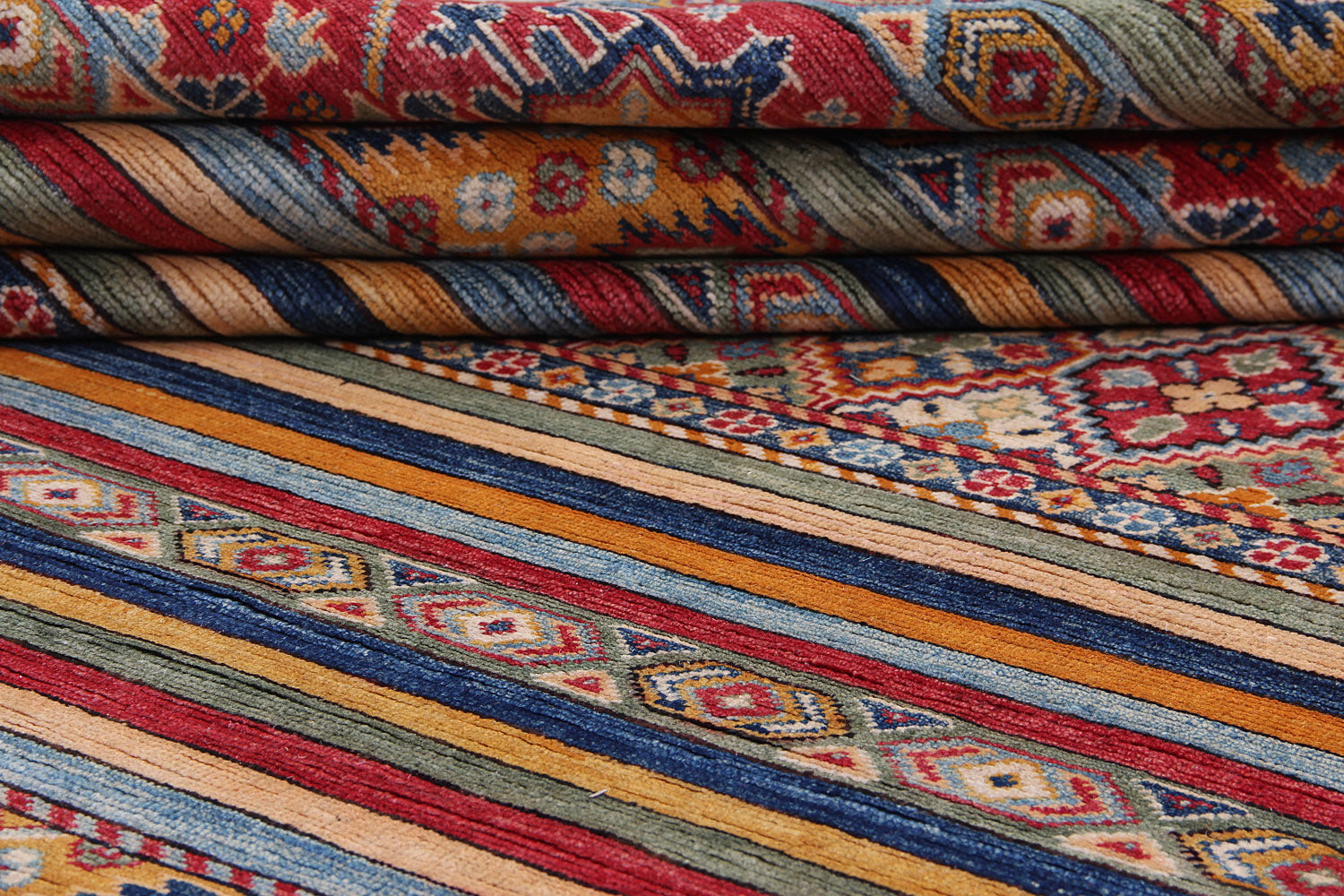 6' 6"X 10' Multi Handmade KAZAK Rug Rectangular