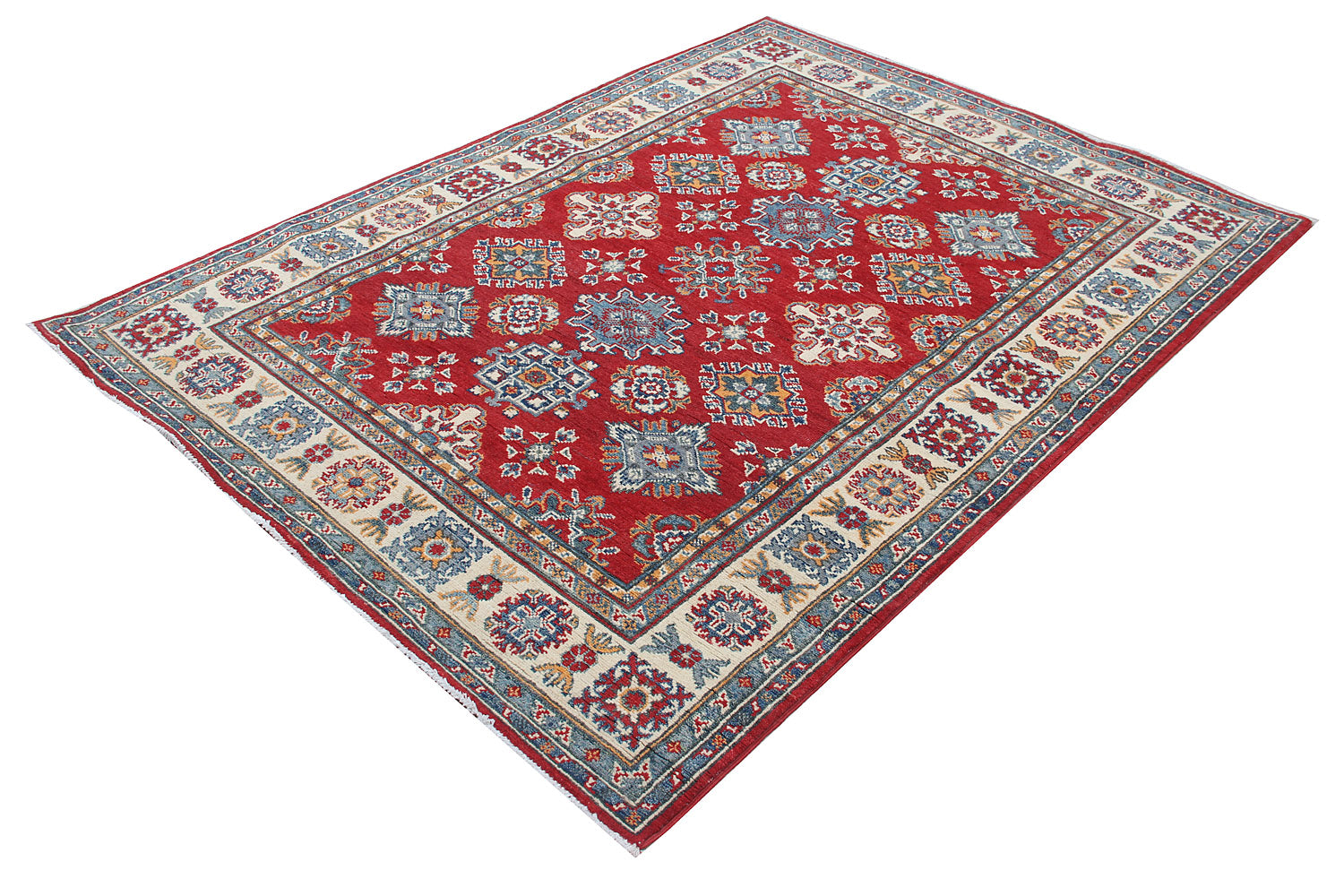 5' X 7' Red Handmade KAZAK Rug Rectangular