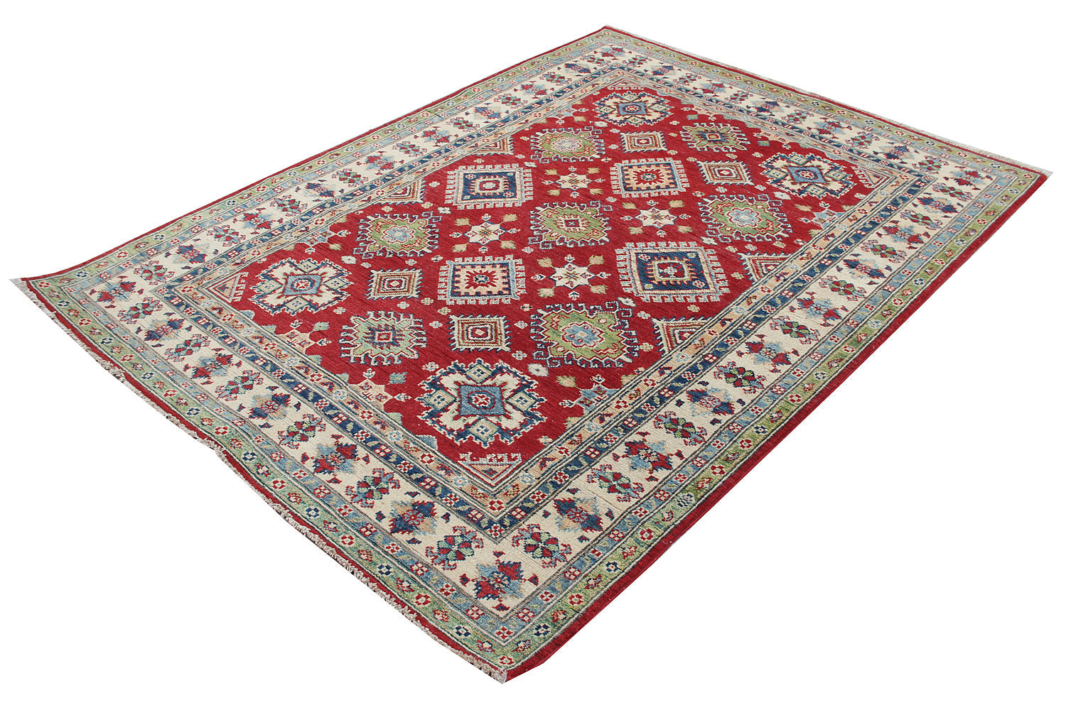 5' X 7' Red Handmade KAZAK Rug Rectangular