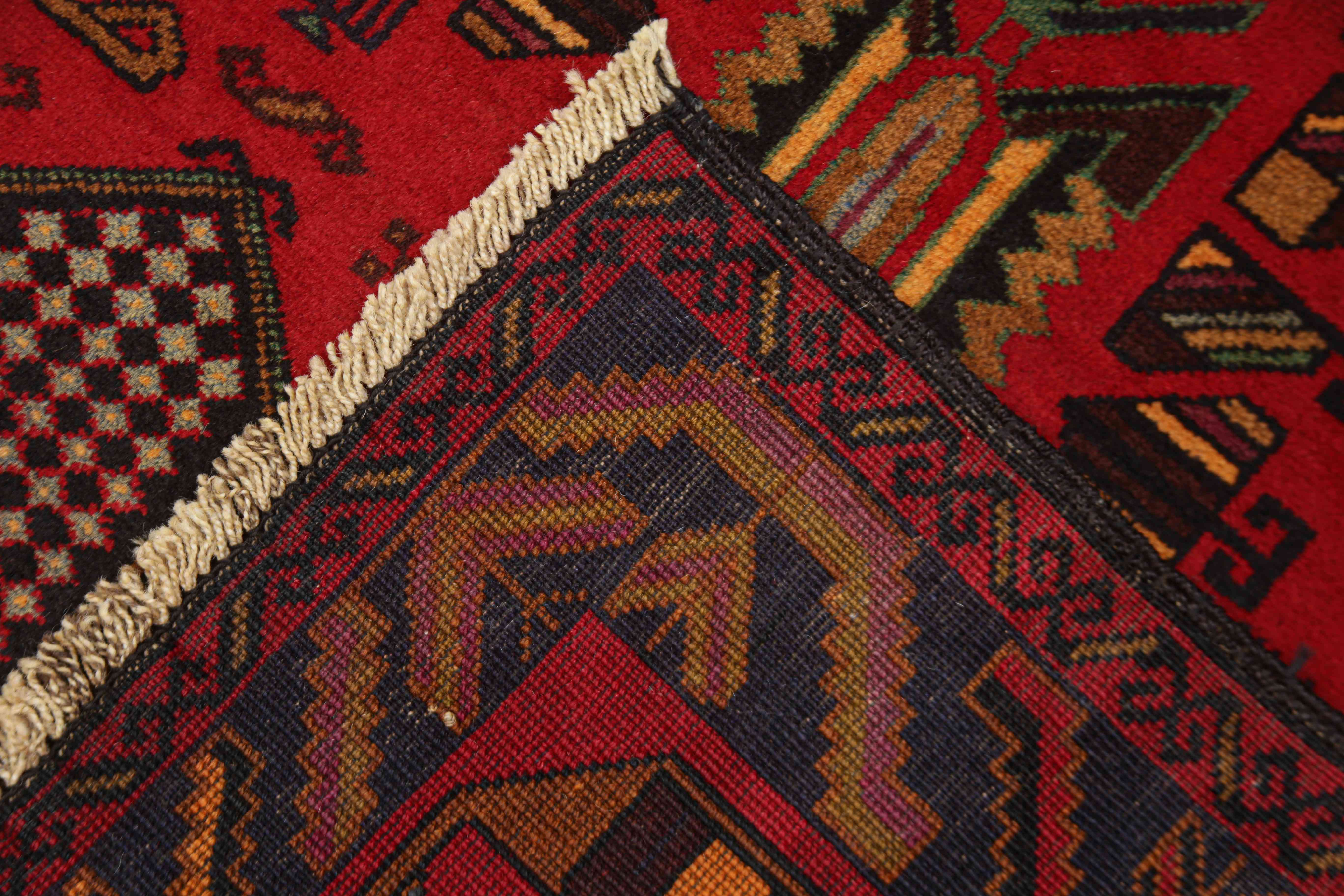 3' x 5' Red Handmade Adraskan Baluchi Afghan Rug Rectangular