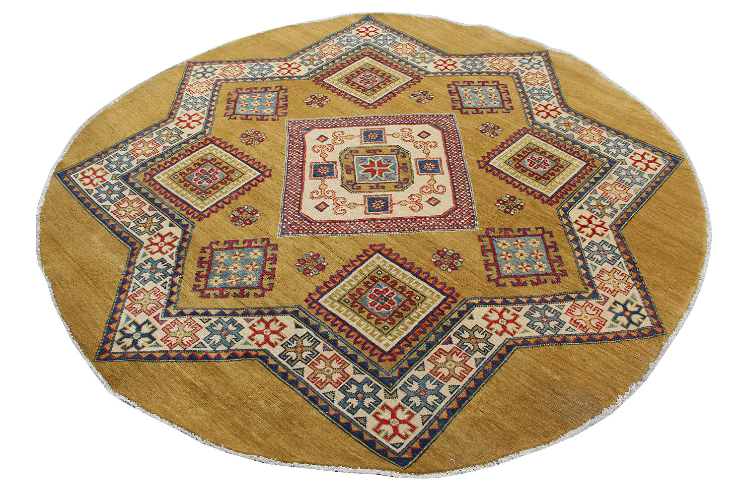 6' 6" X 6' 6" Golden Handmade KAZAK Rug Square