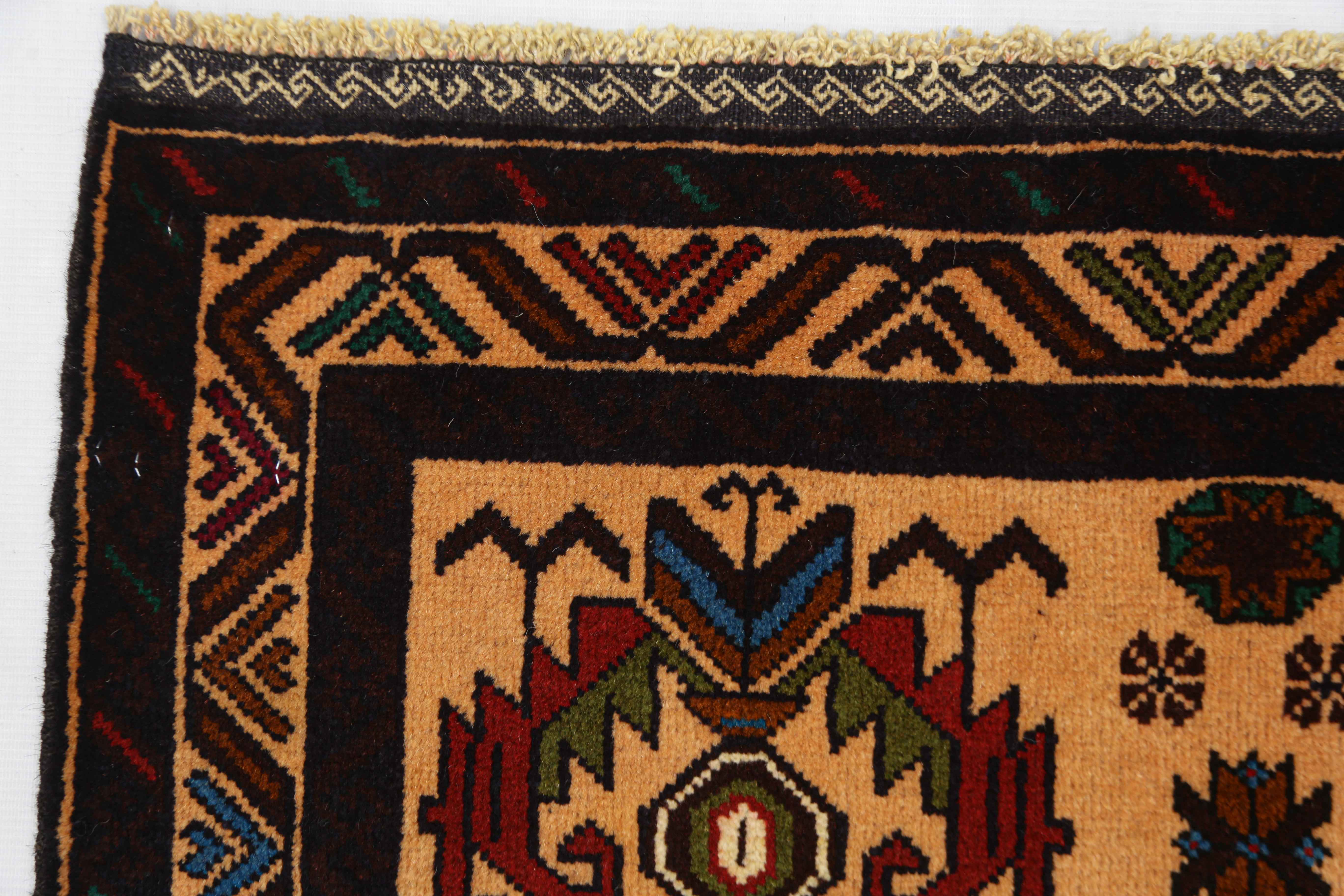 3' X 5' Ivory Handmade Adraskan Baluchi Afghan Rug Rectangular