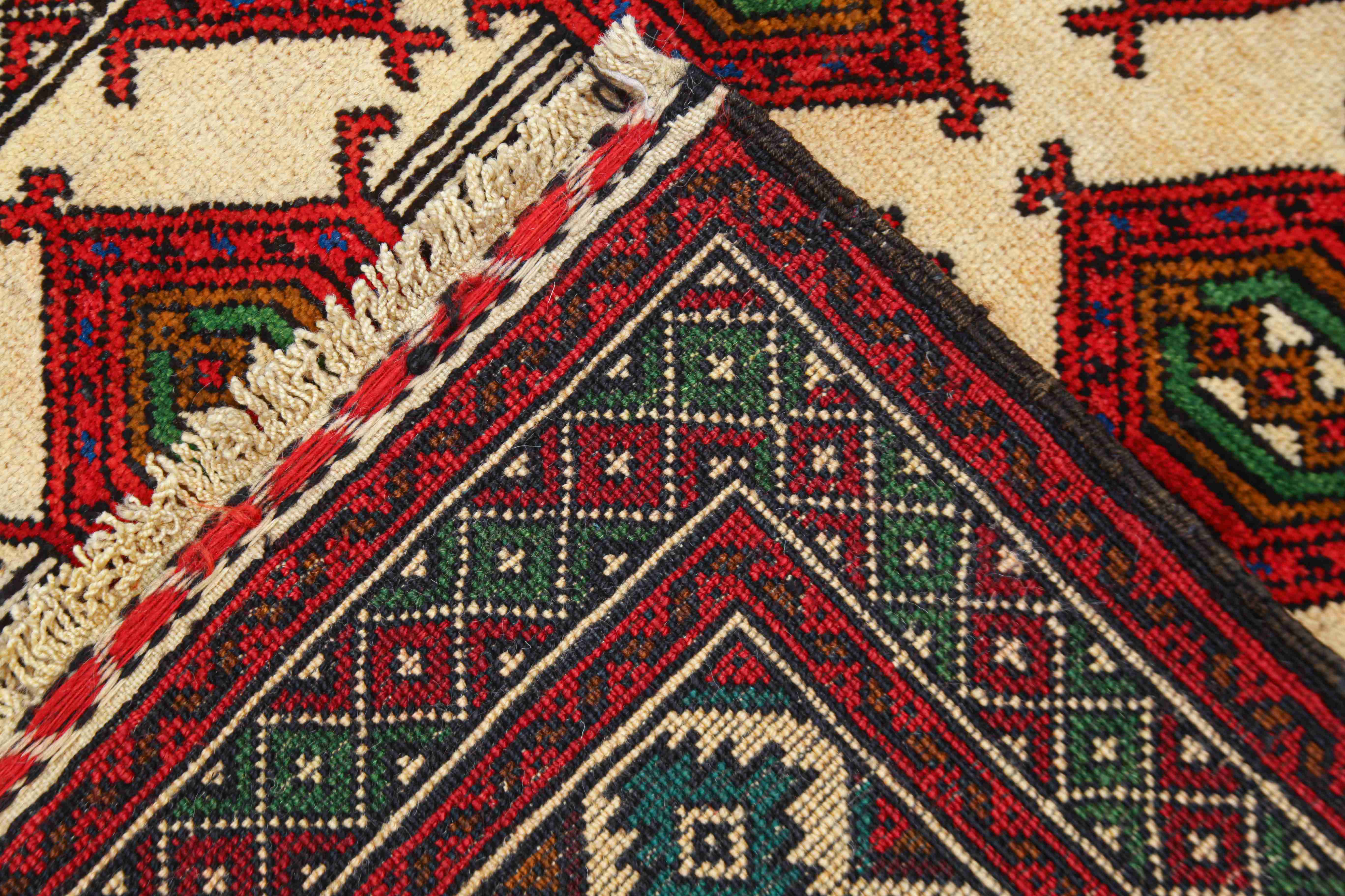 3' X 5' Ivory Handmade Adraskan Baluchi Afghan Rug Rectangular