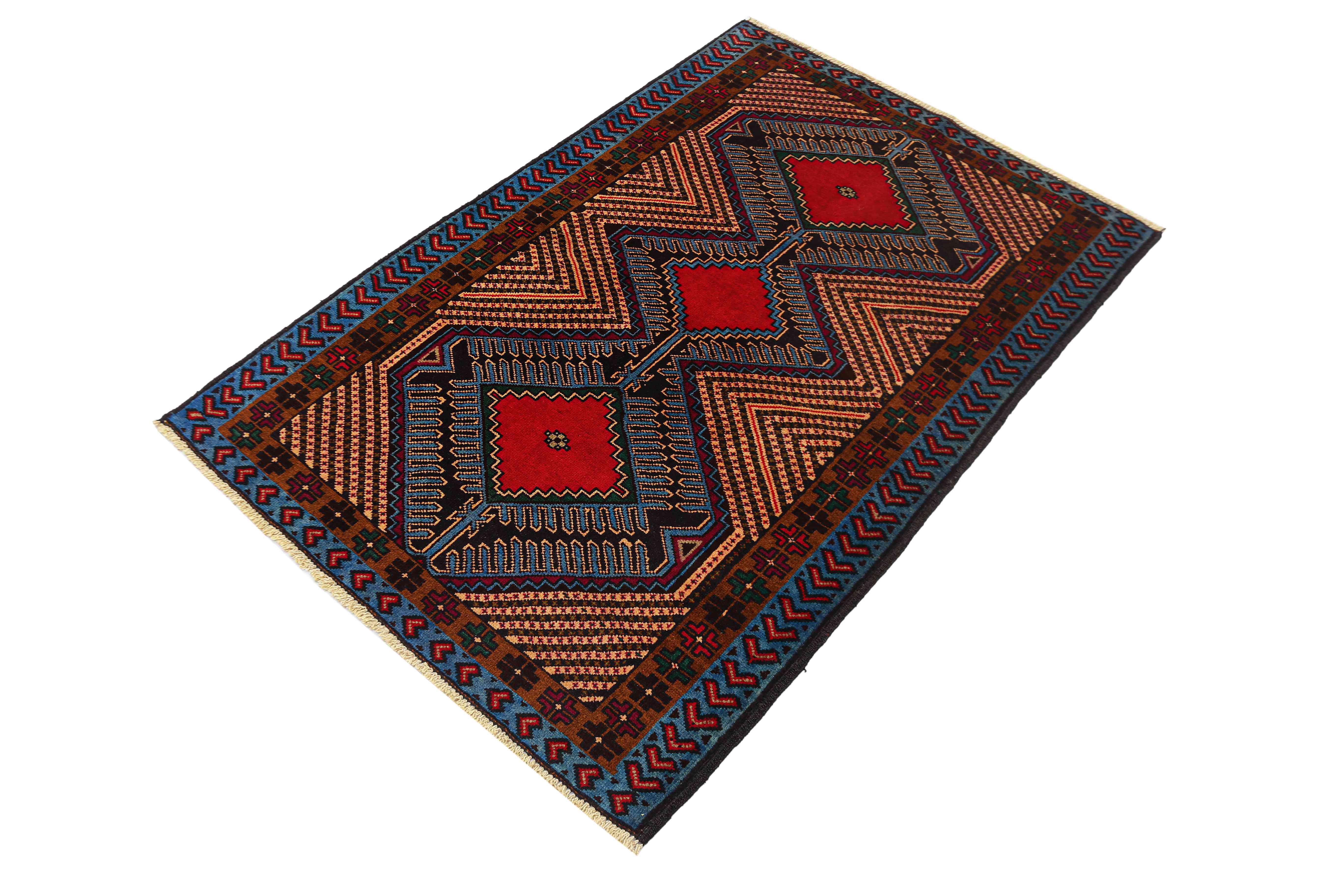3' x 5' Multi Handmade Adraskan Baluchi Afghan Rug Rectangular