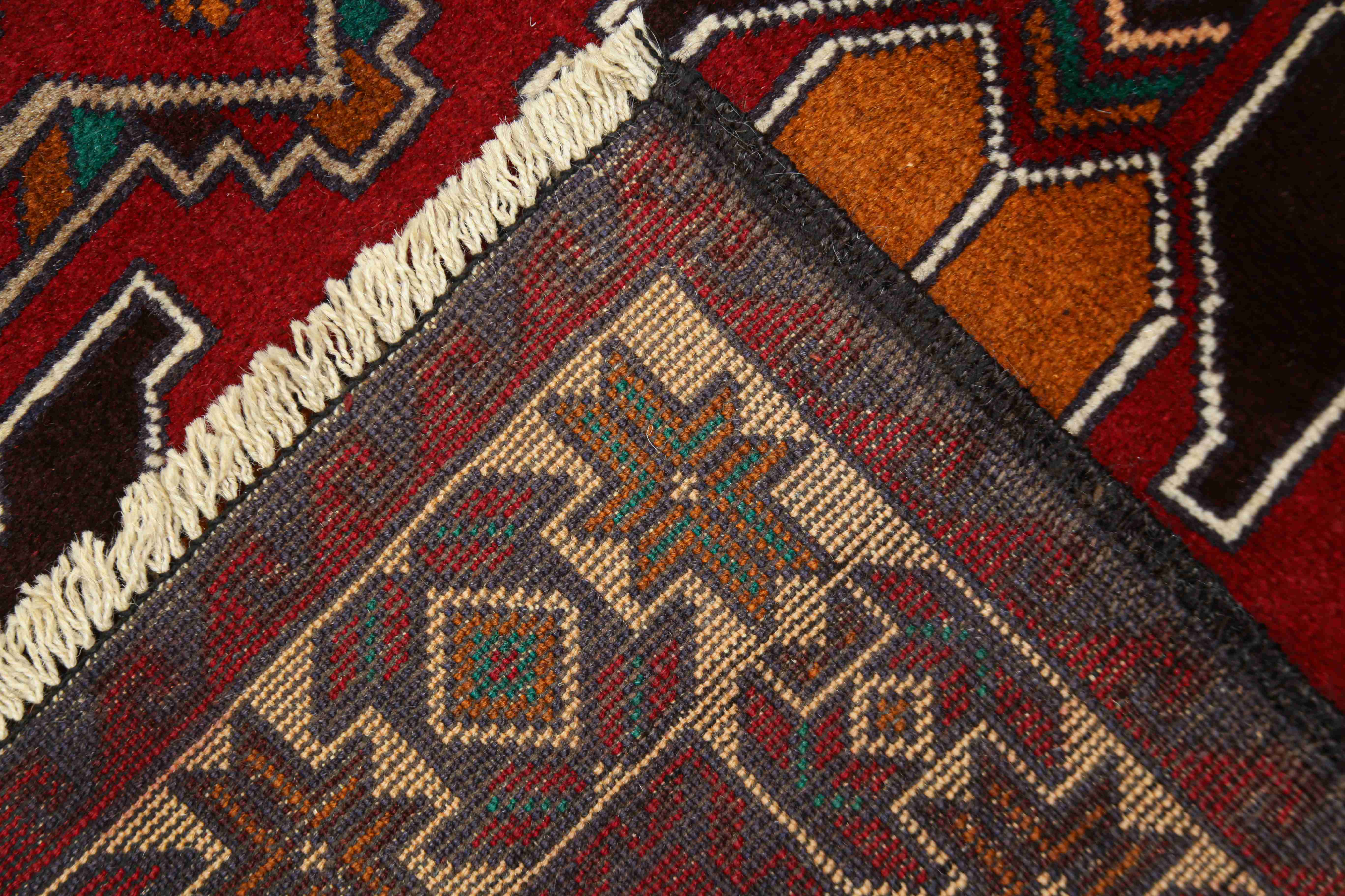 3' X 4' Red Handmade Adraskan Baluchi Afghan Rug Rectangular