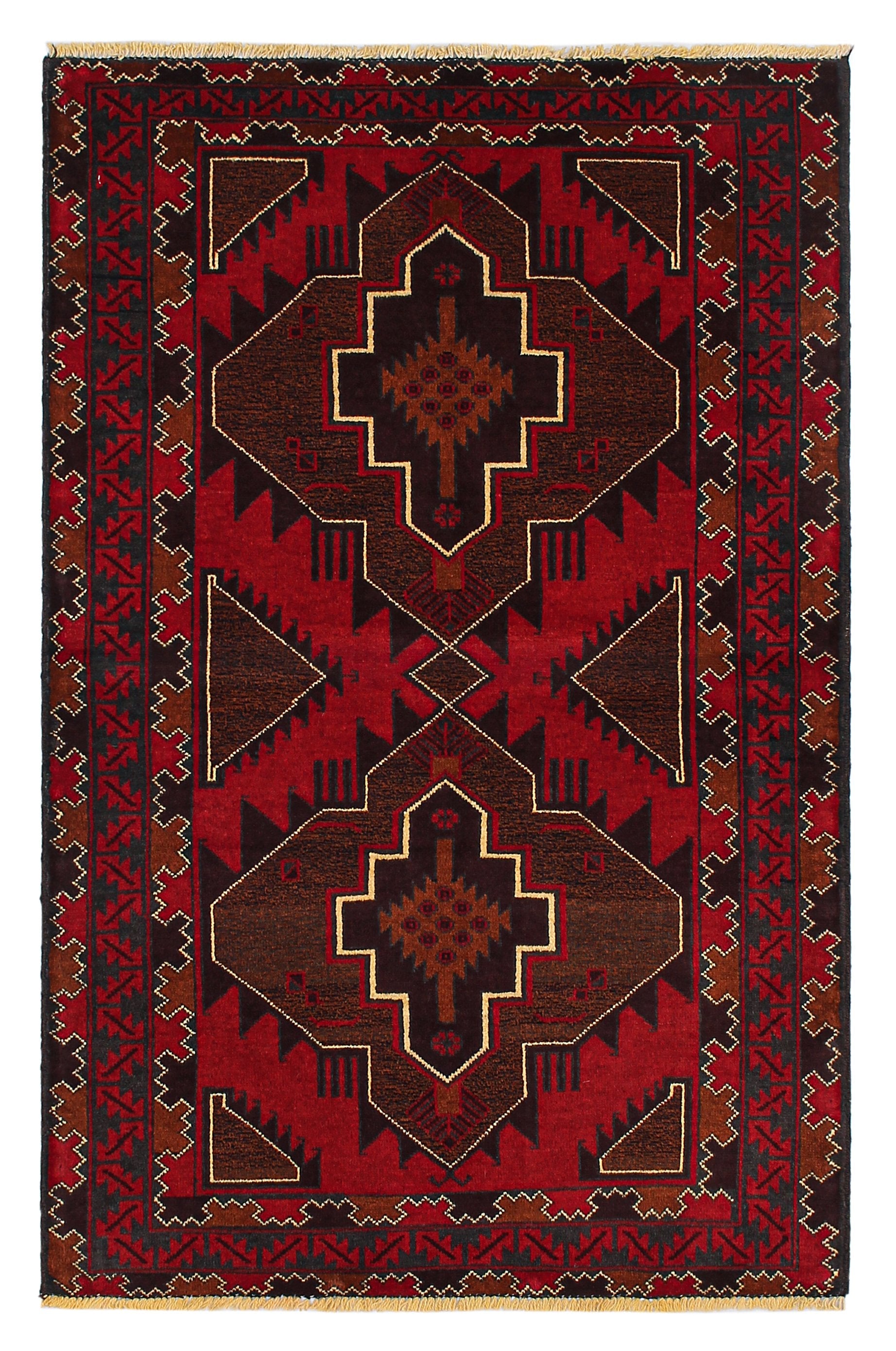 3' x 5' Red Handmade Adraskan Baluchi Afghan Rug Rectangular