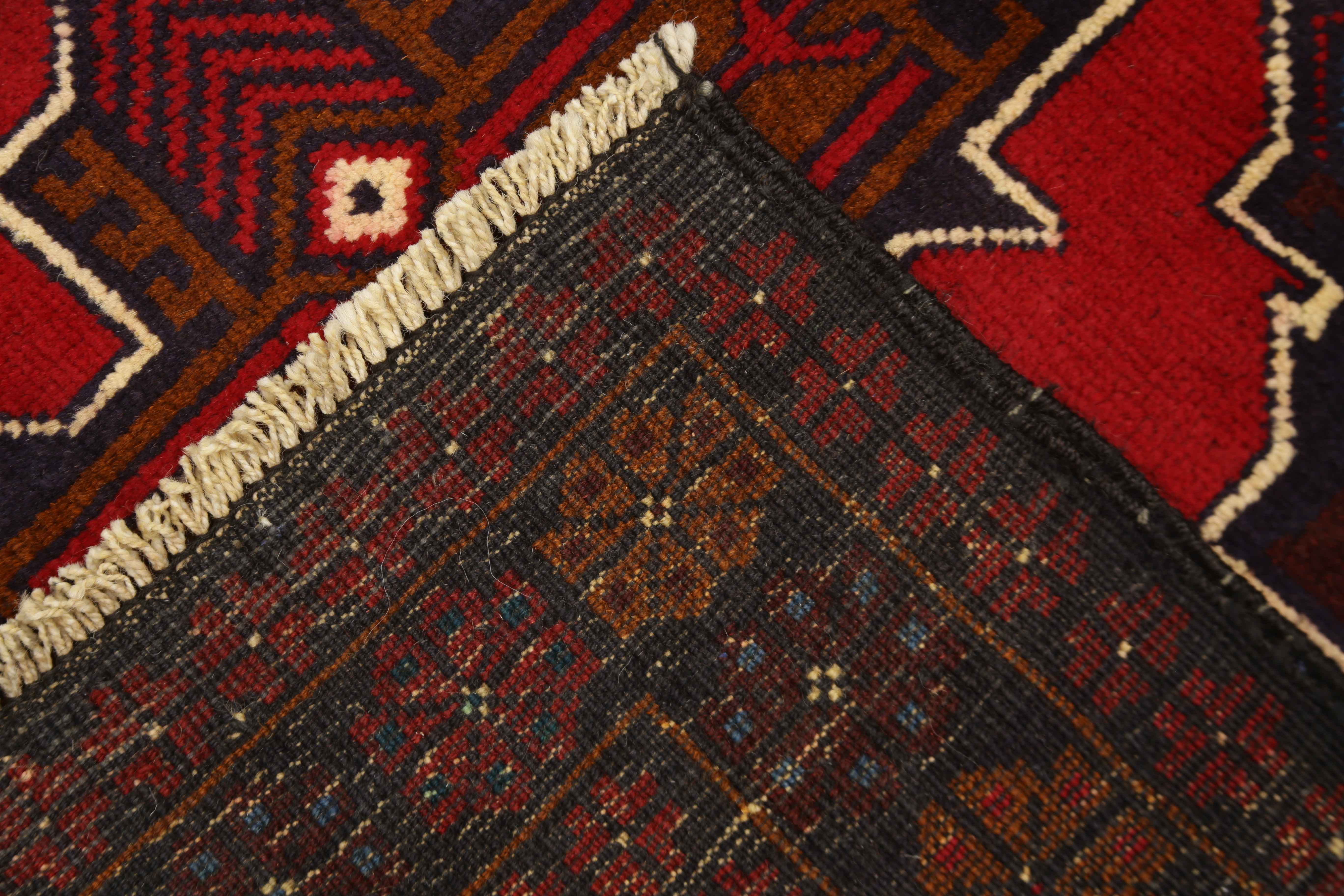 3' x 5' Red Handmade Adraskan Baluchi Afghan Rug Rectangular