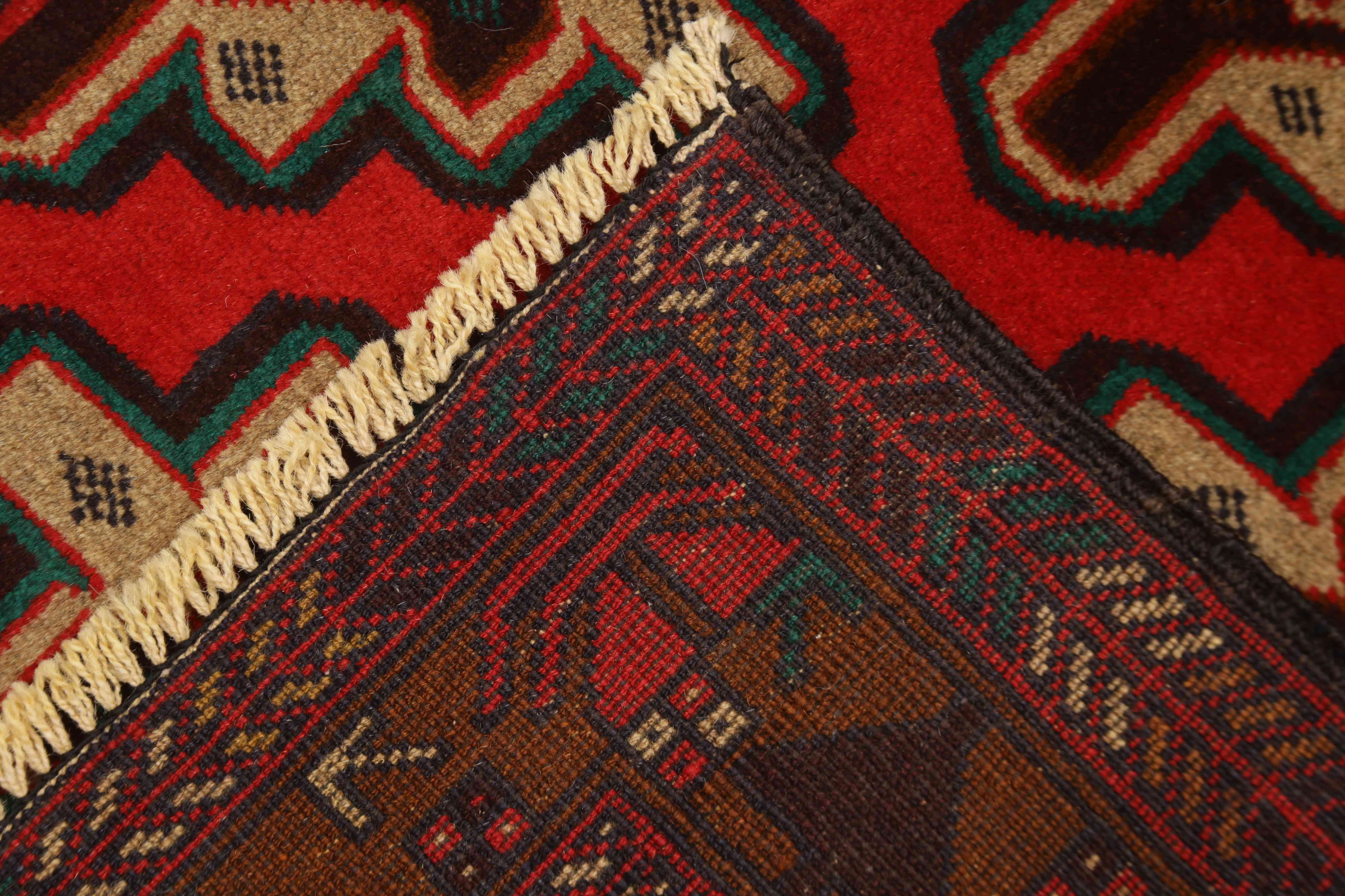 3' X 5' Red Handmade Adraskan Baluchi Afghan Rug Rectangular