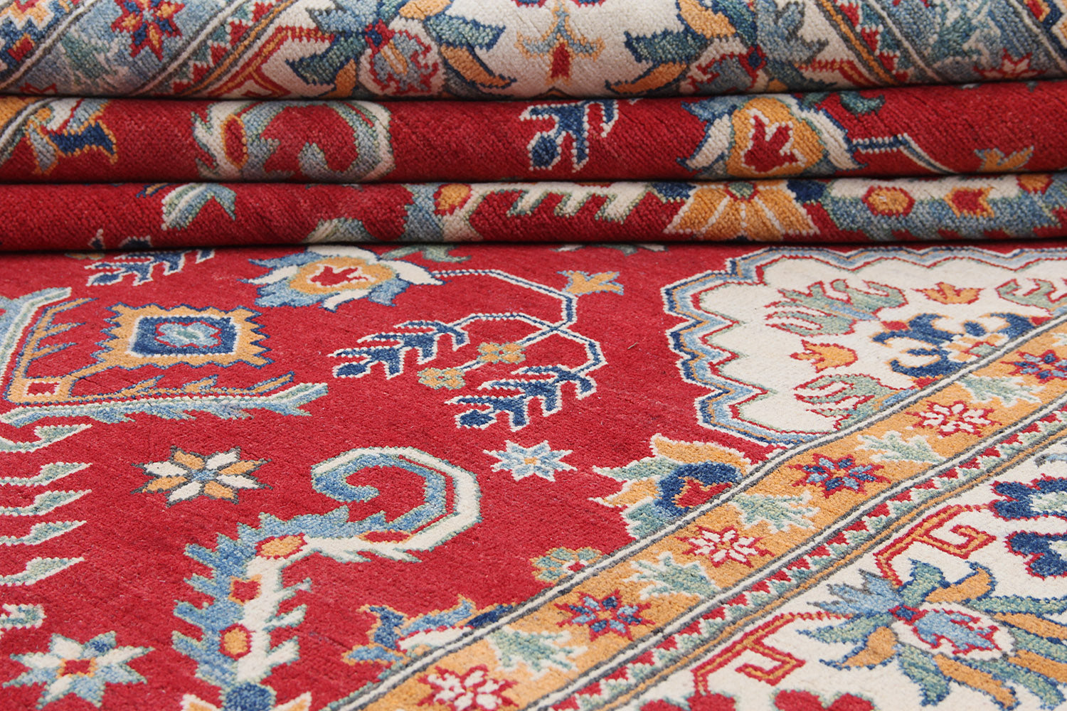 8' x 11' 6' Red Handmade KAZAK Rug Rectangular