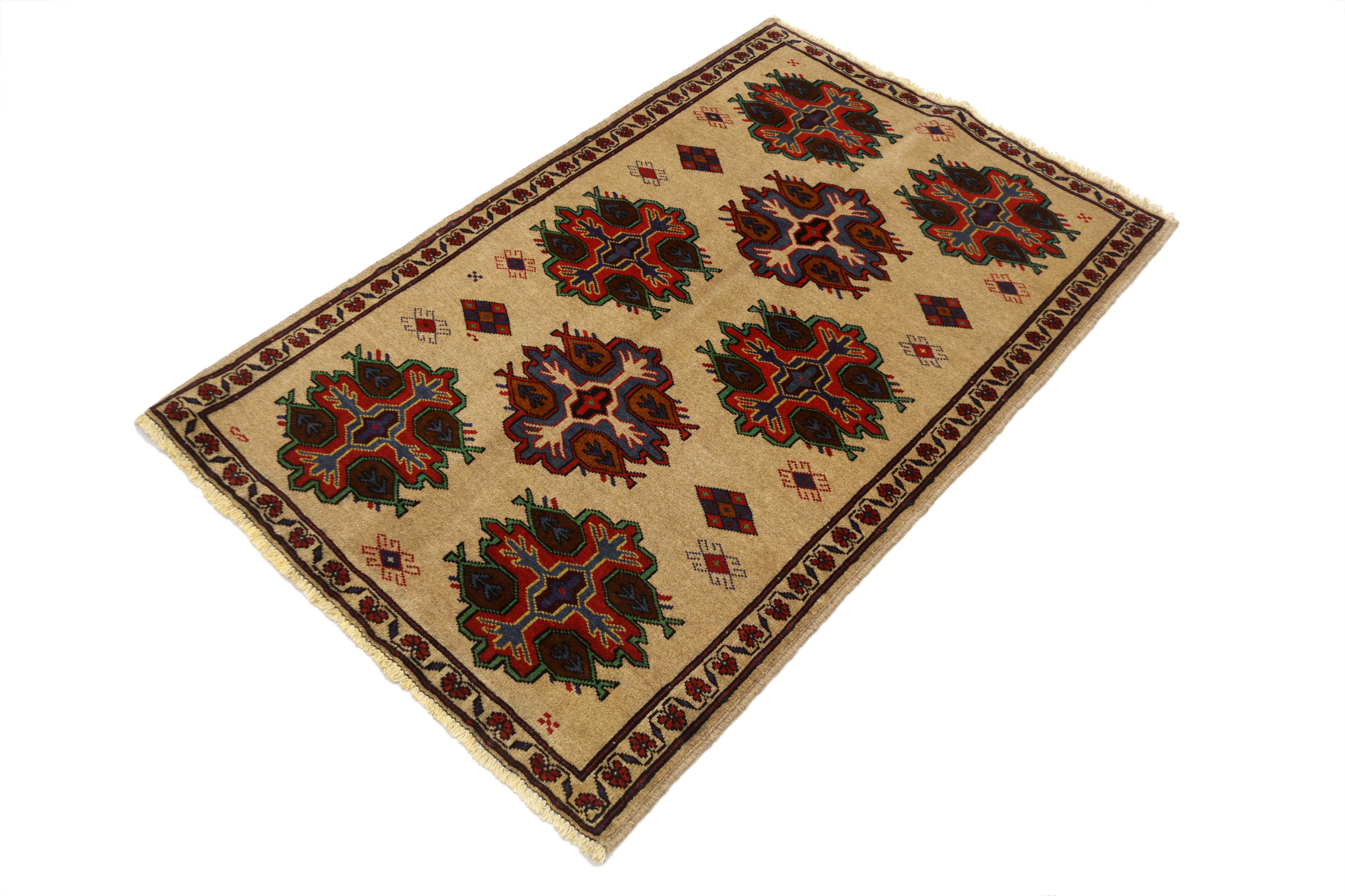 3' x 5' Natural Handmade Adraskan Baluchi Afghan Rug Rectangular