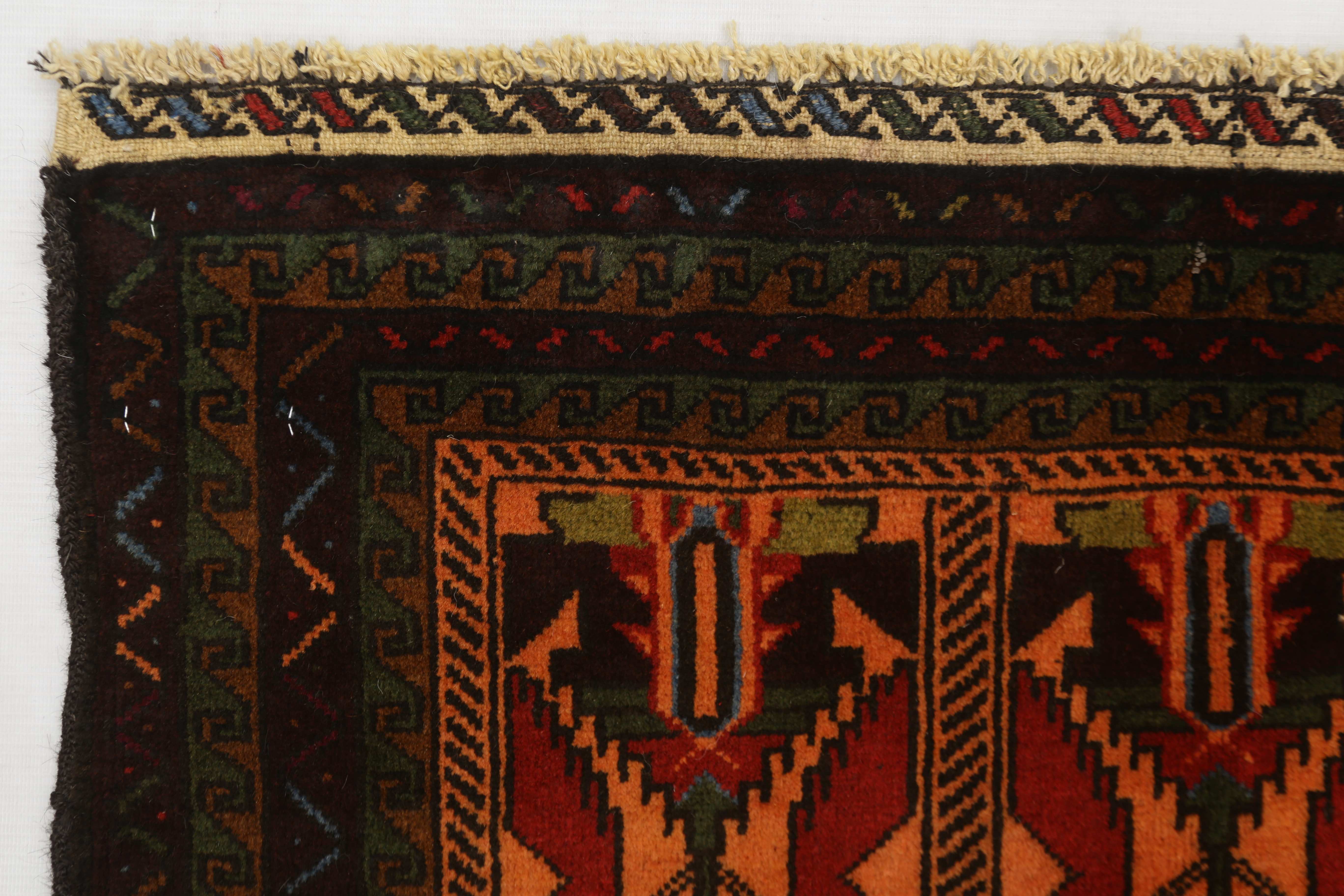 3' x 5' Golden Handmade Adraskan Baluchi Afghan Rug Rectangular