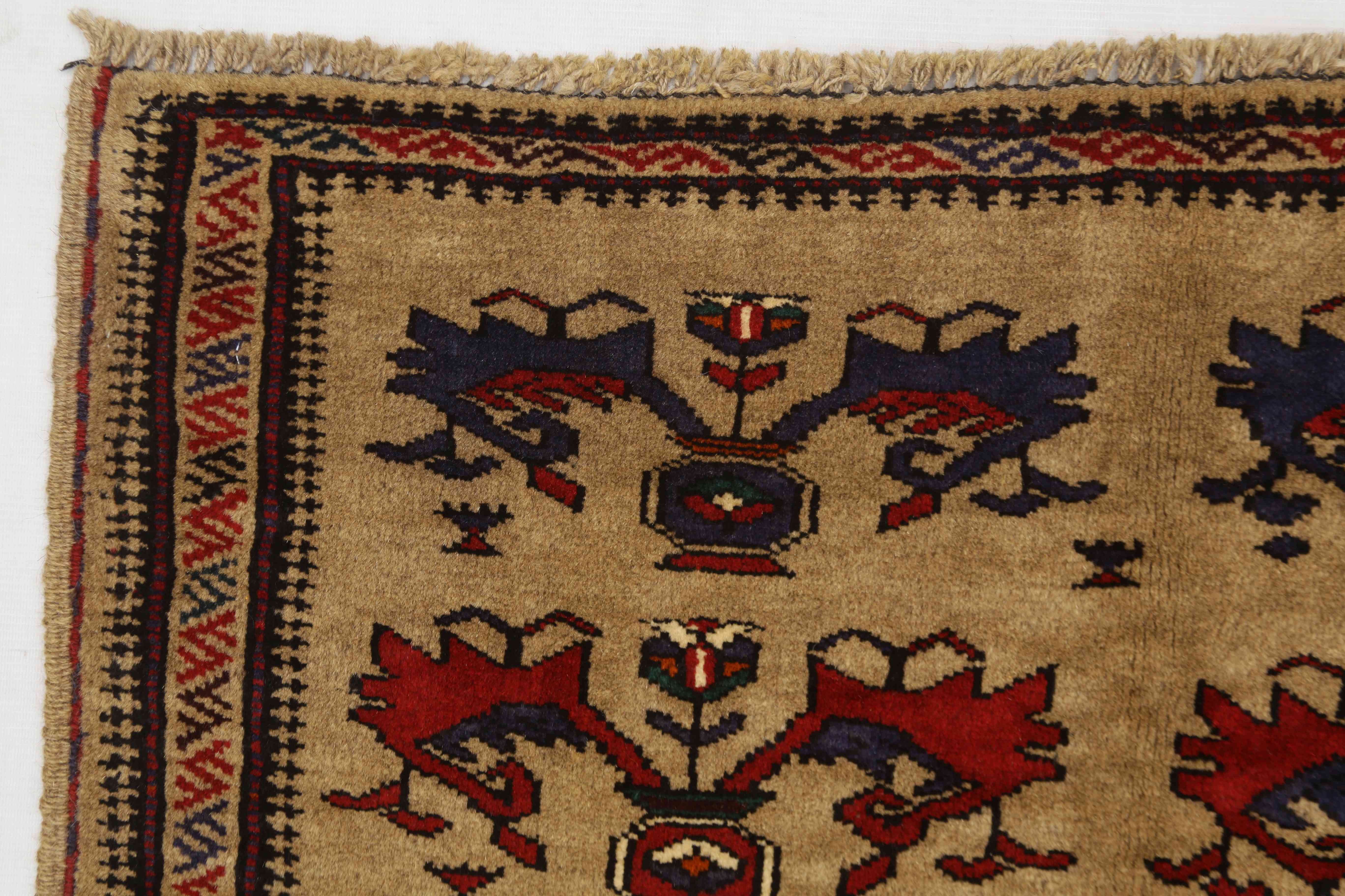 3' X 4' Natural Handmade Adraskan Baluchi Afghan Rug Rectangular