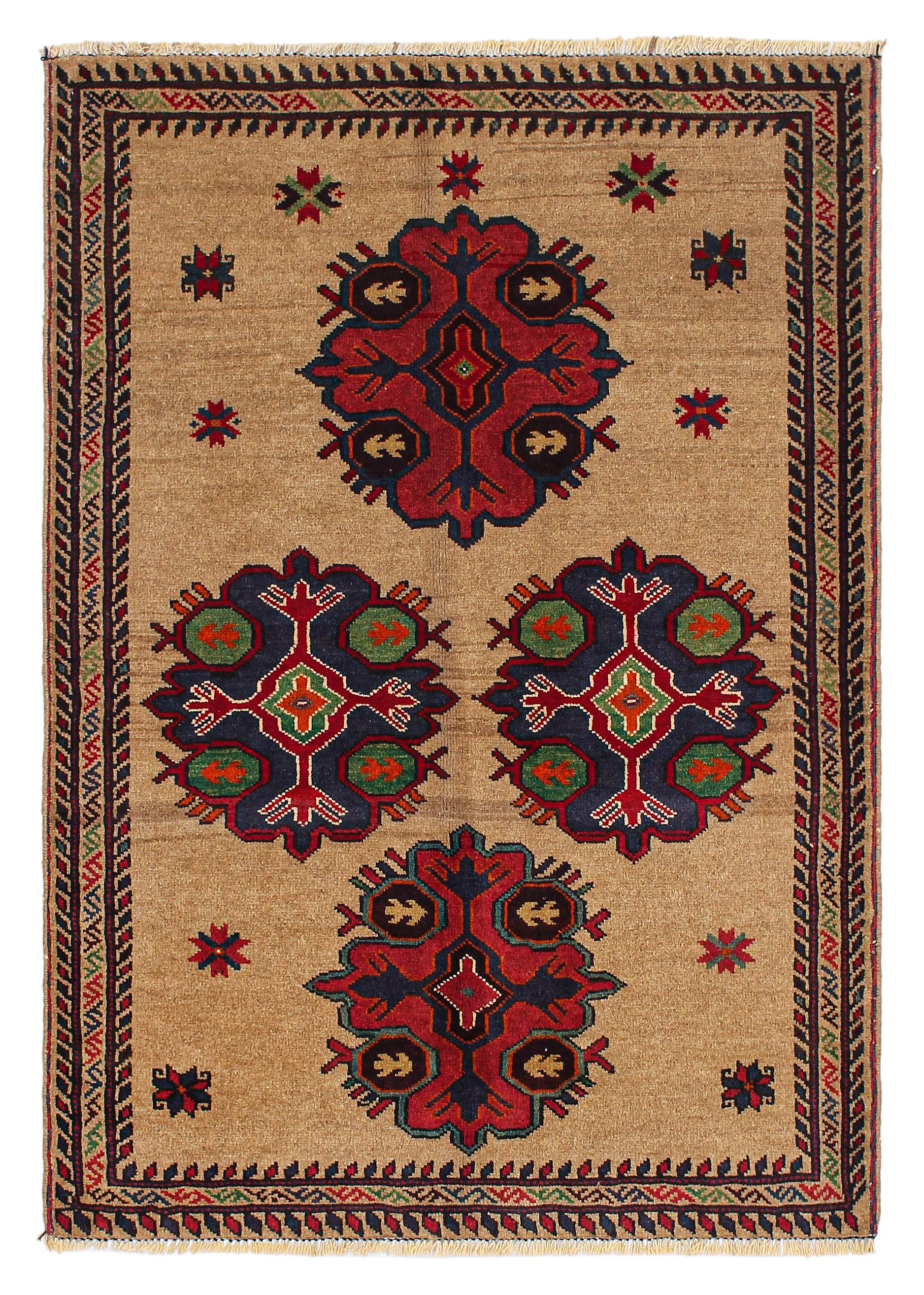 3' X 4' Natural Handmade Adraskan Baluchi Afghan Rug Rectangular