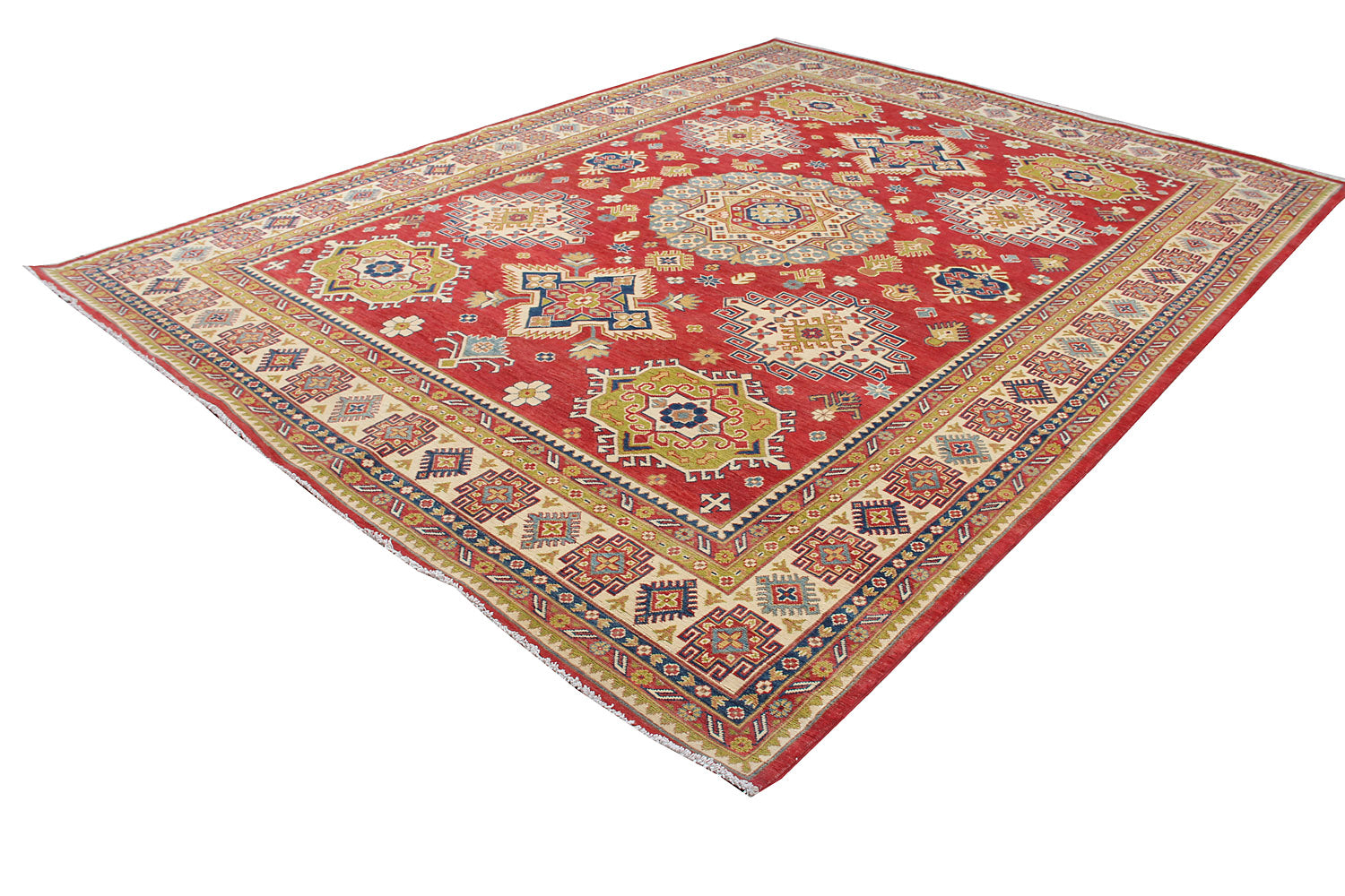 9' x 12' Red Handmade KAZAK Rug Rectangular