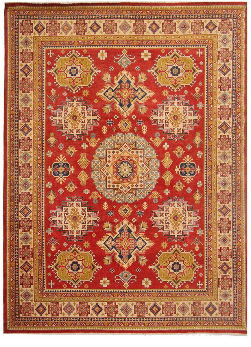 9' x 12' Red Handmade KAZAK Rug Rectangular