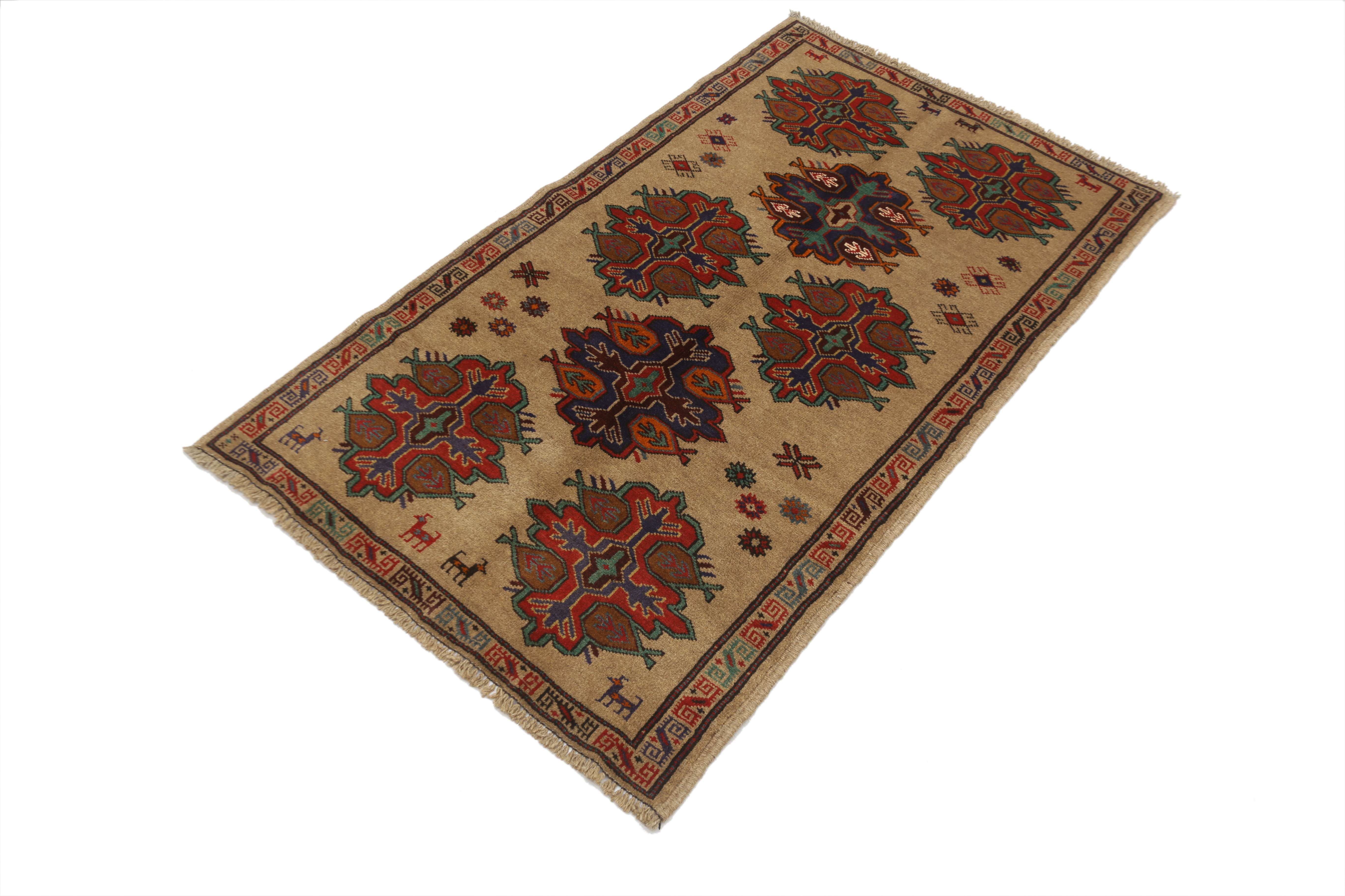 3' x 5' Natural Handmade Adraskan Baluchi Afghan Rug Rectangular
