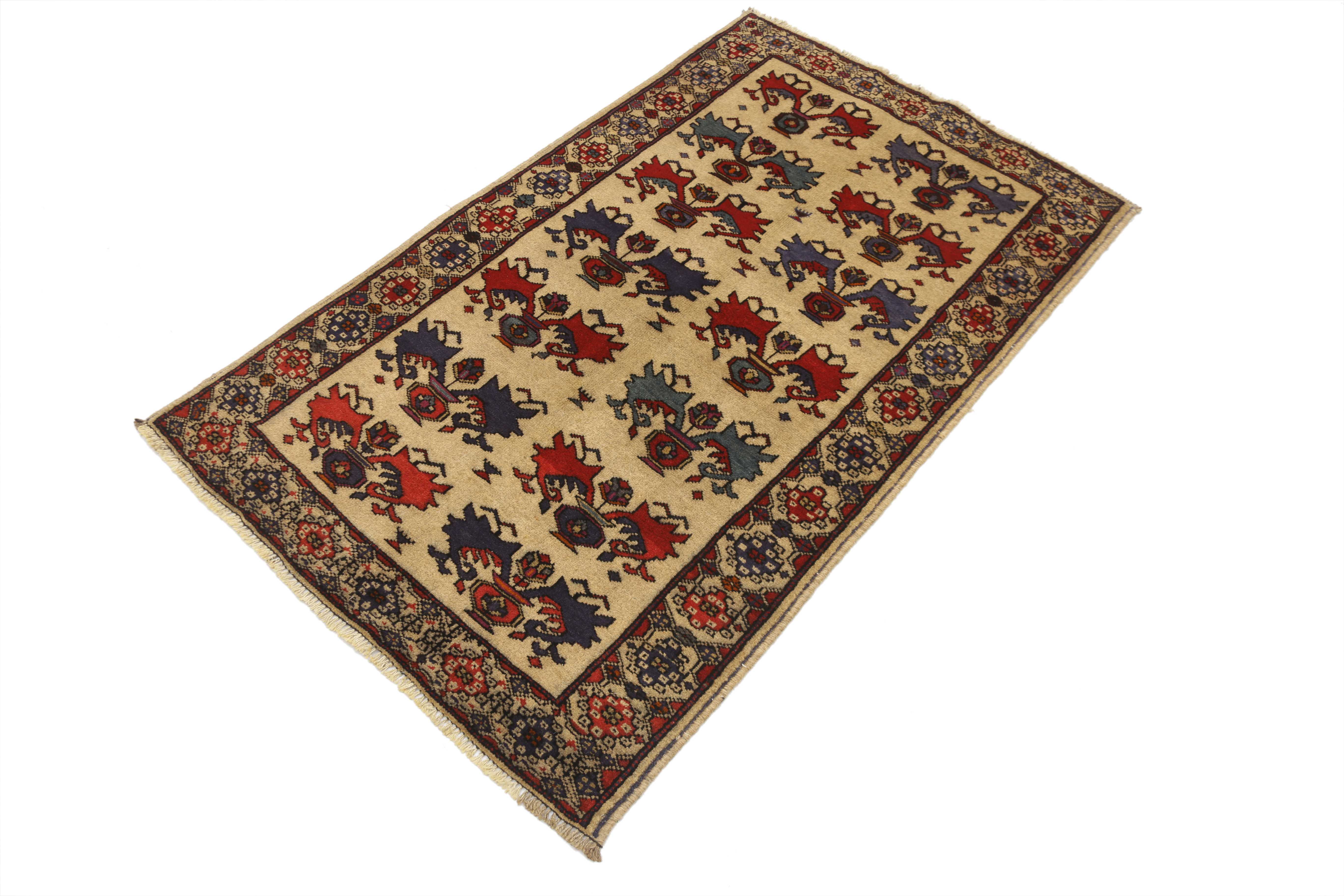 3' x 5' Natural Handmade Adraskan Baluchi Afghan Rug Rectangular