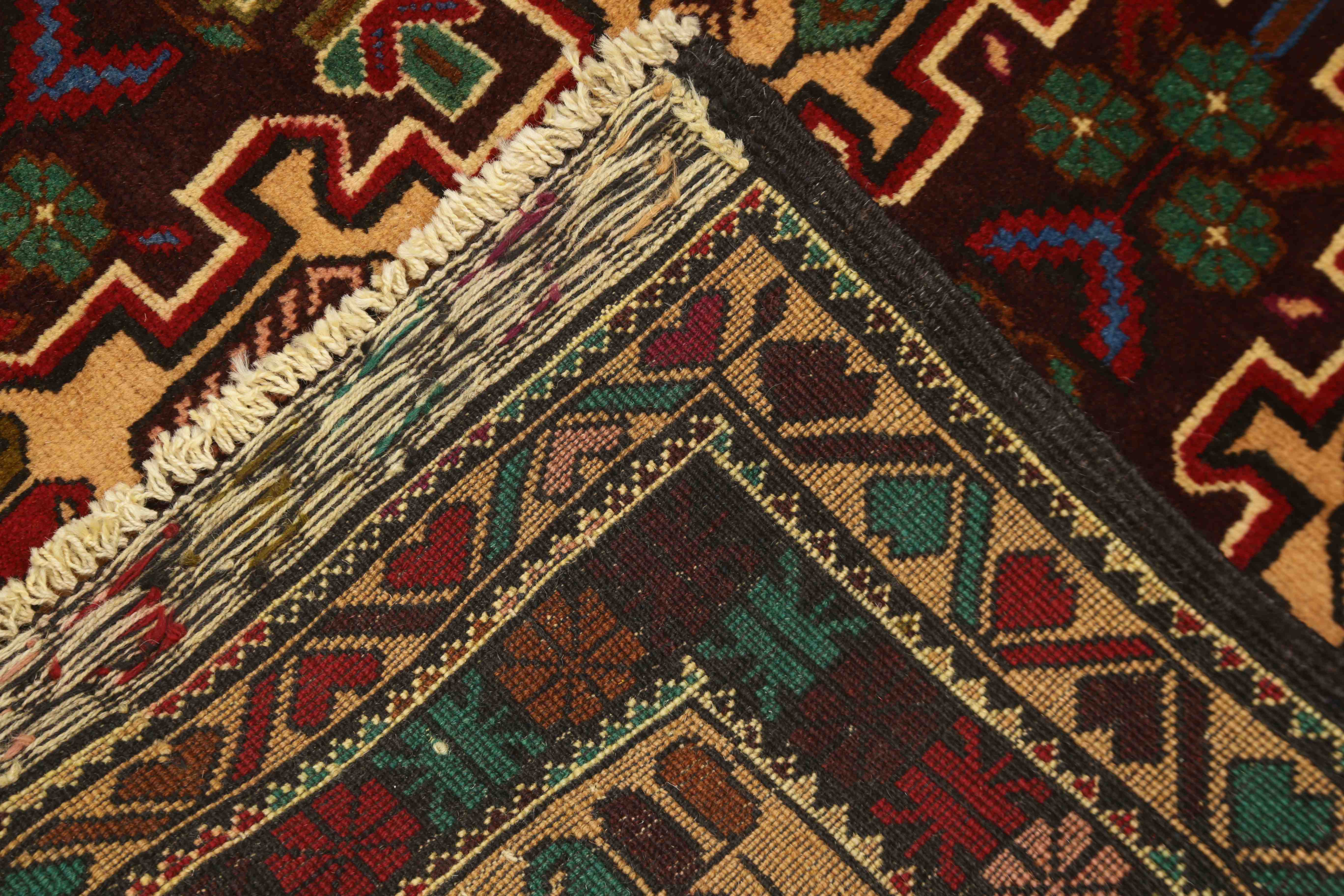 3' X 5' Golden Handmade Adraskan Baluchi Afghan Rug Rectangular