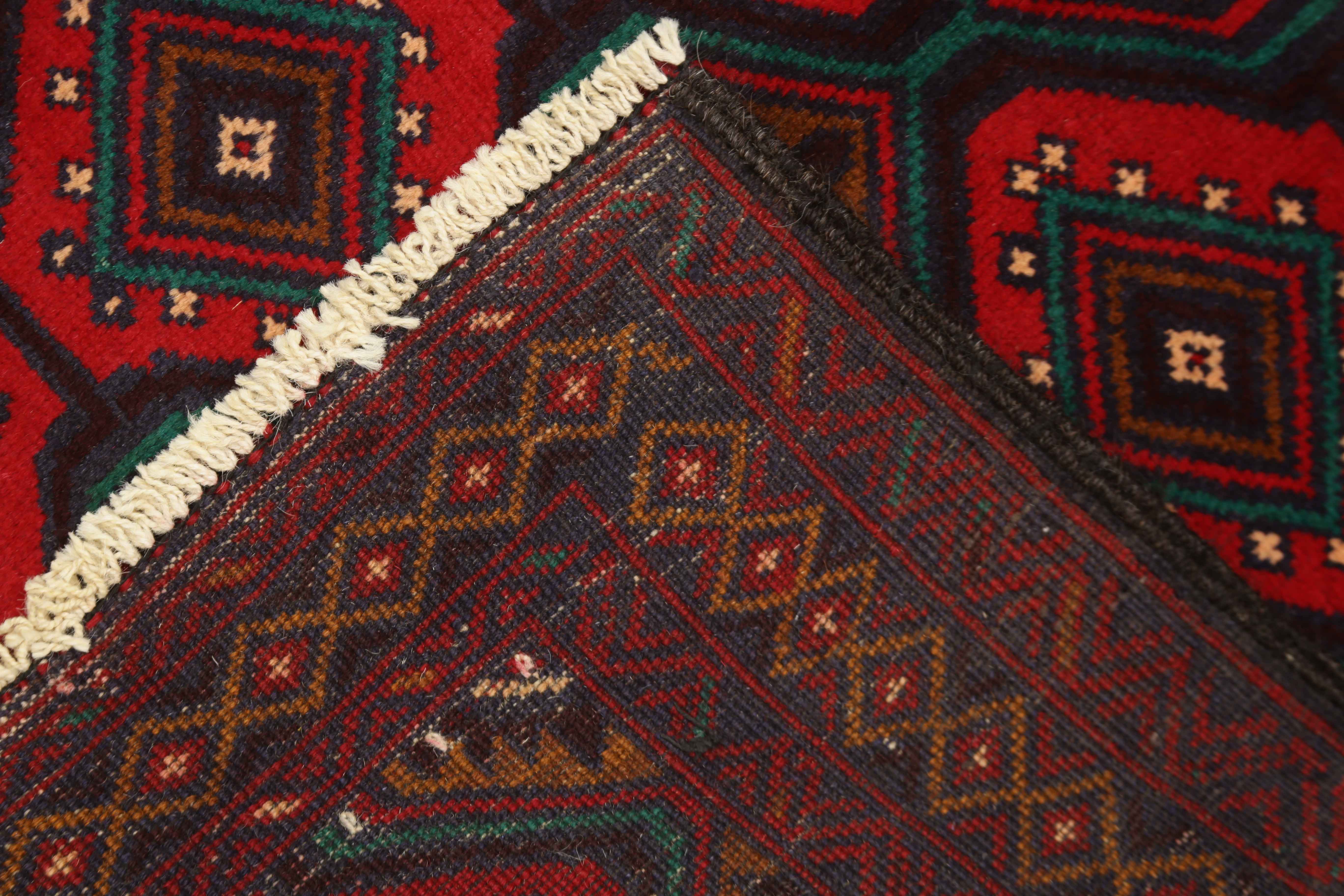 3' X 5' Red Handmade Adraskan Baluchi Afghan Rug Rectangular