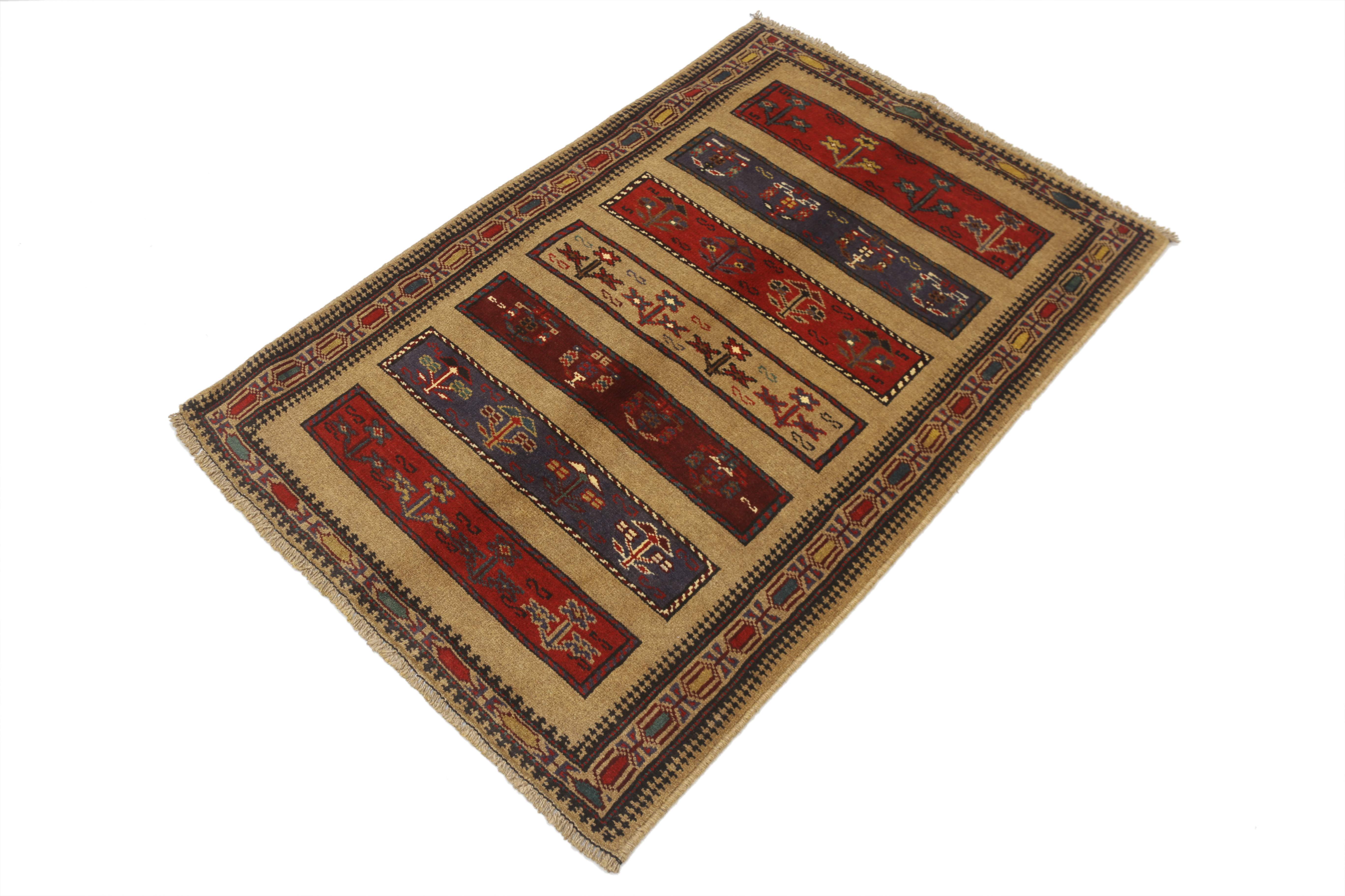 3' X 4' Natural Handmade Adraskan Baluchi Afghan Rug Rectangular