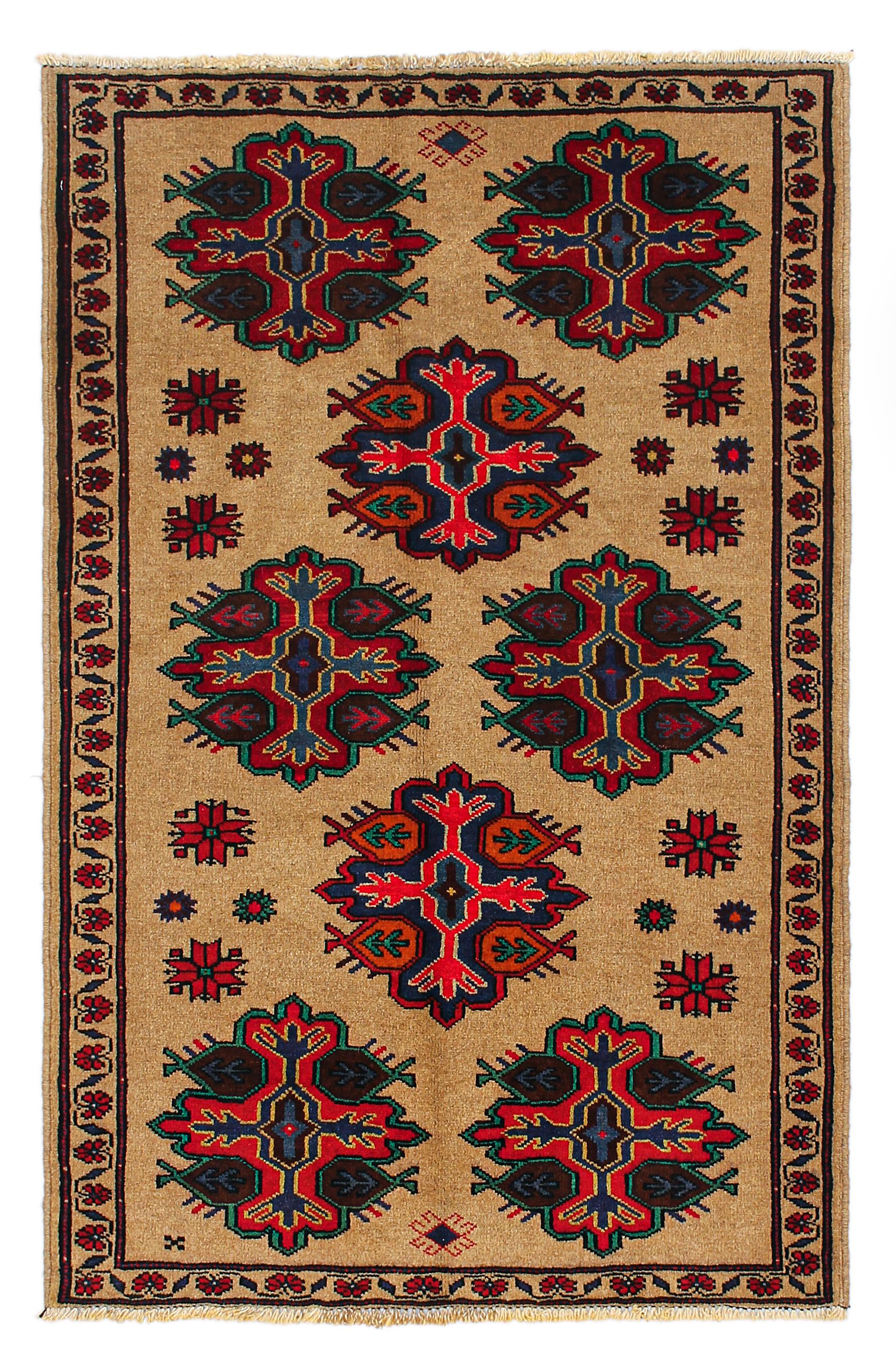 3' x 5' Natural Handmade Adraskan Baluchi Afghan Rug Rectangular