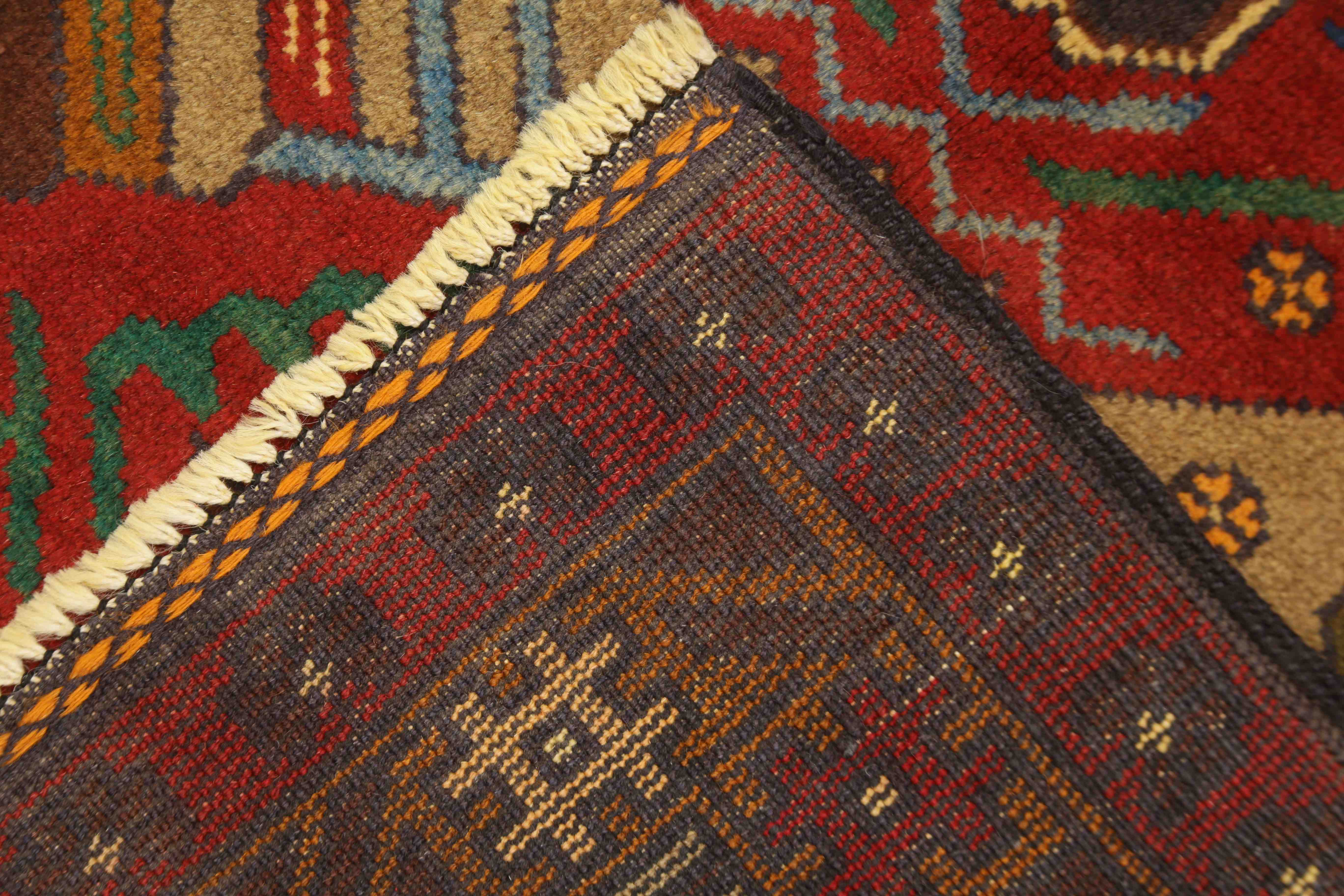 3' X 4' Natural Handmade Adraskan Baluchi Afghan Rug Rectangular