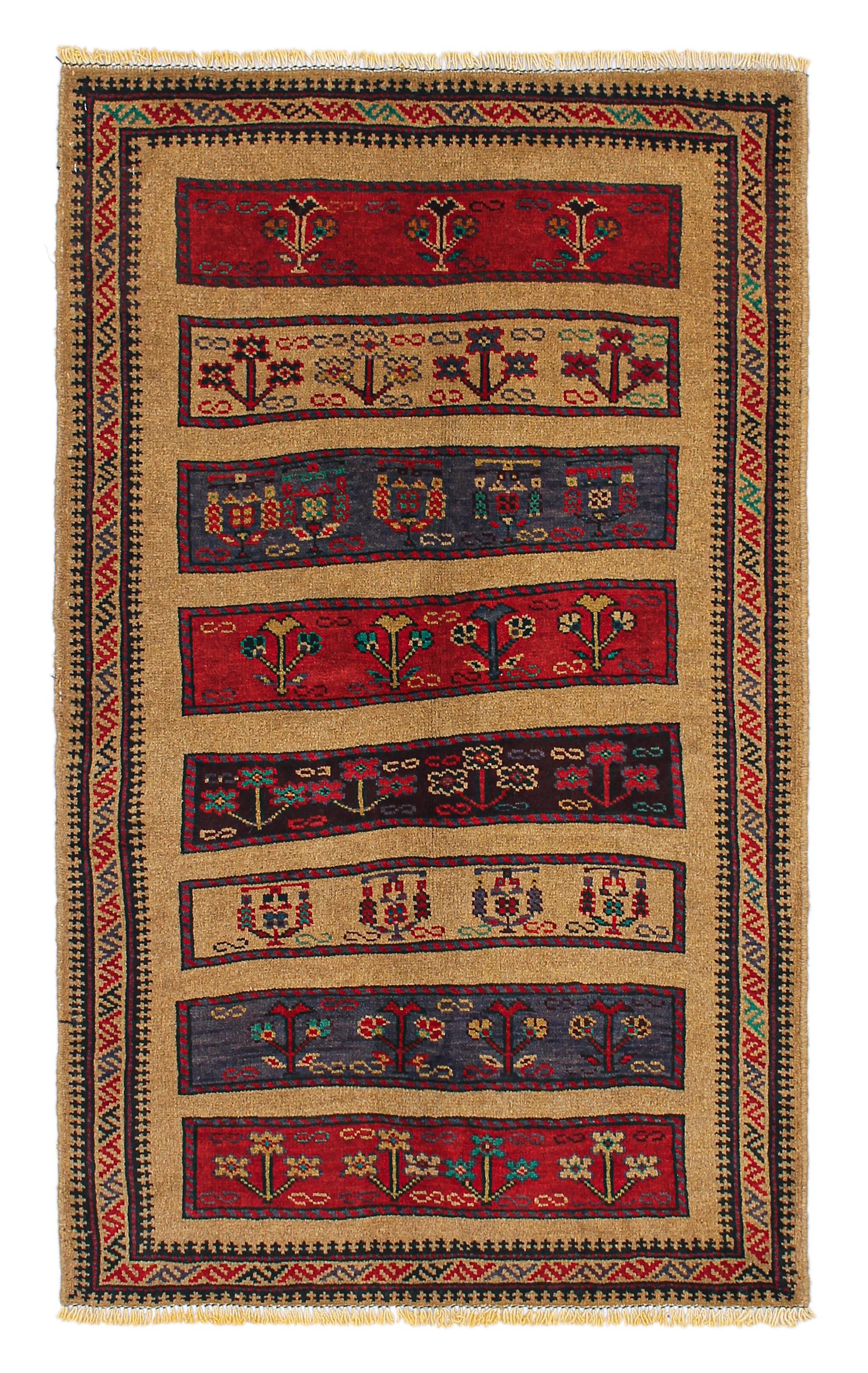 3' x 5' Natural Handmade Adraskan Baluchi Afghan Rug Rectangular