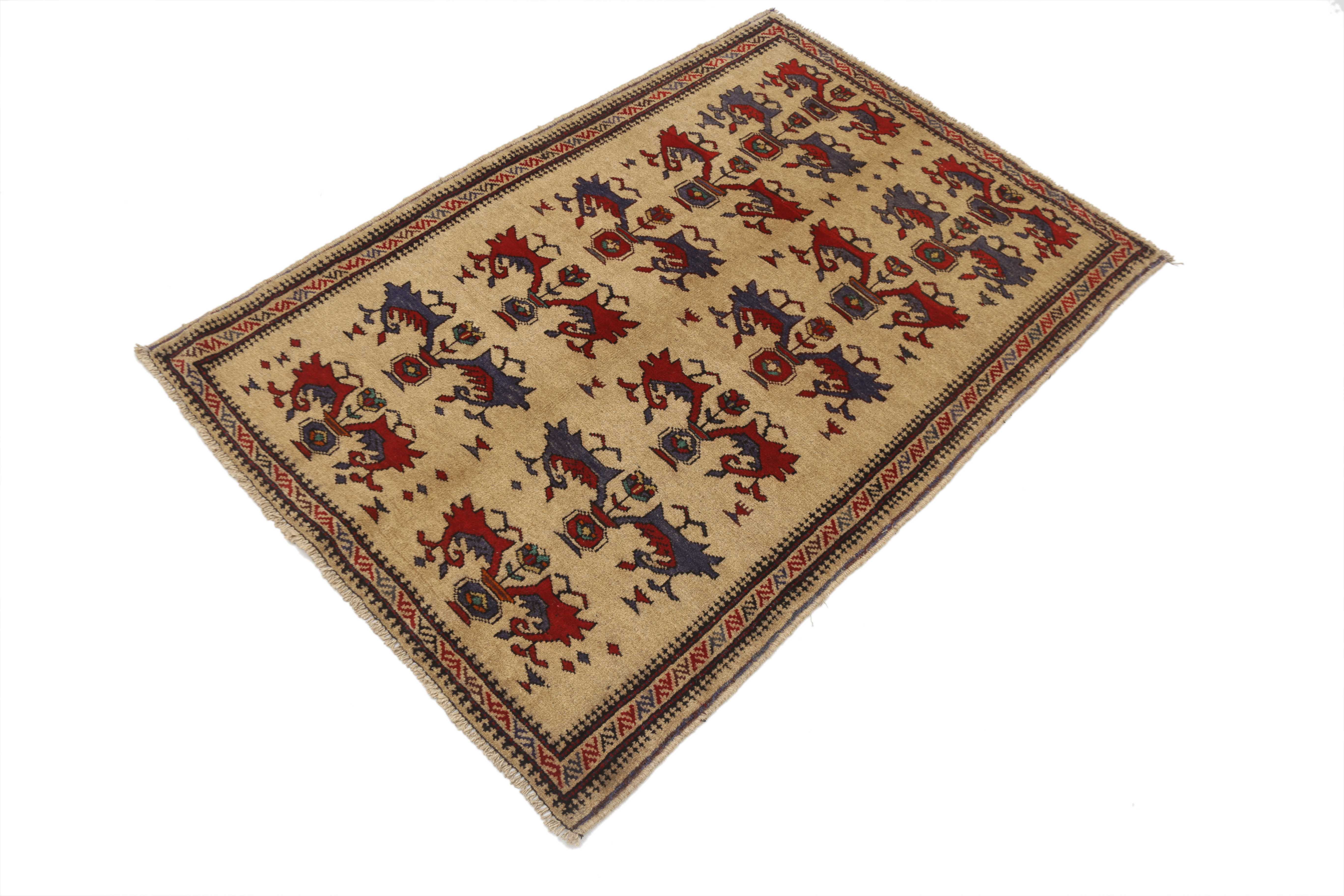 3' x 5' Natural Handmade Adraskan Baluchi Afghan Rug Rectangular
