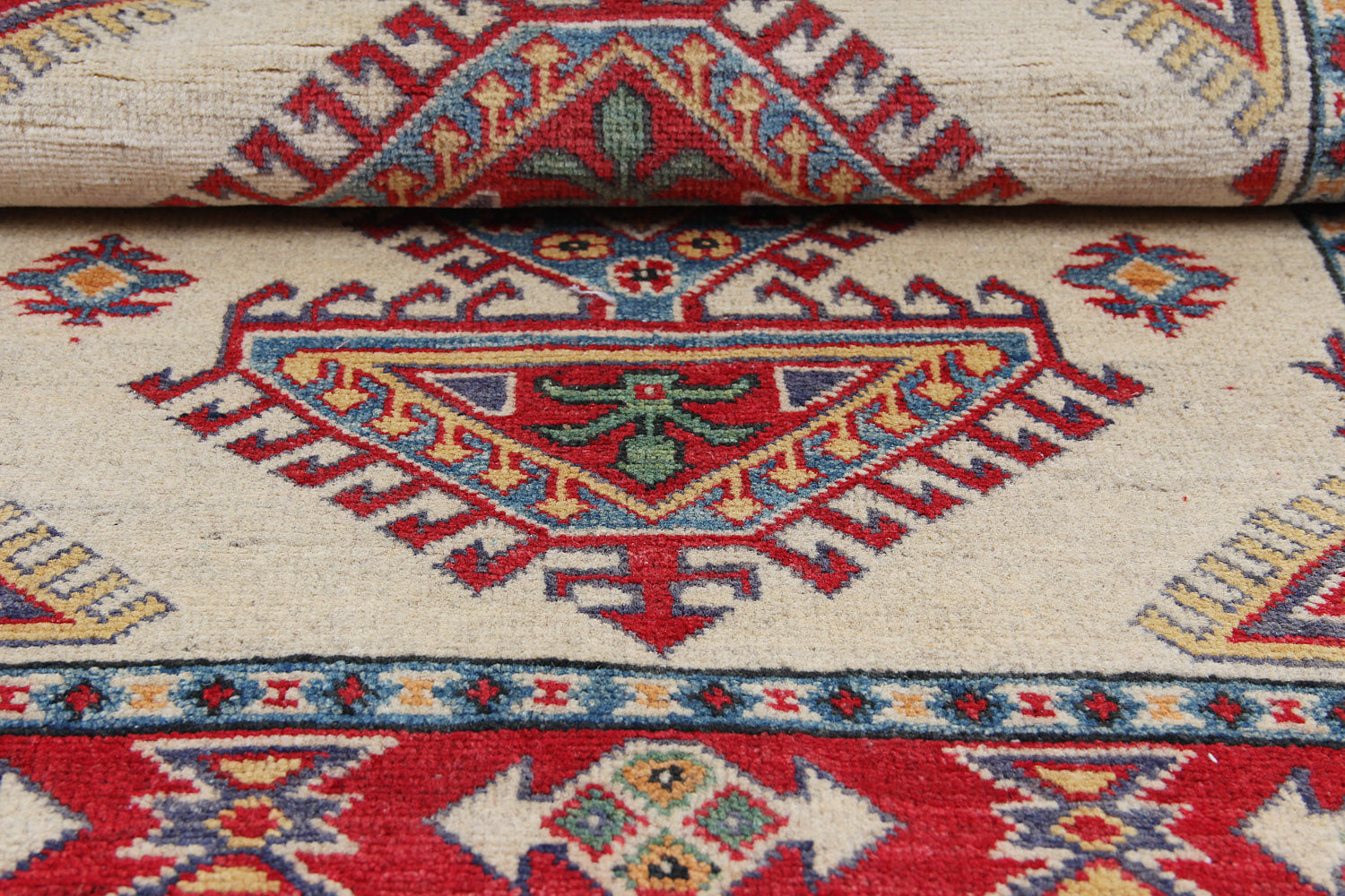 3' X 4' Ivory Handmade KAZAK Rug Rectangular