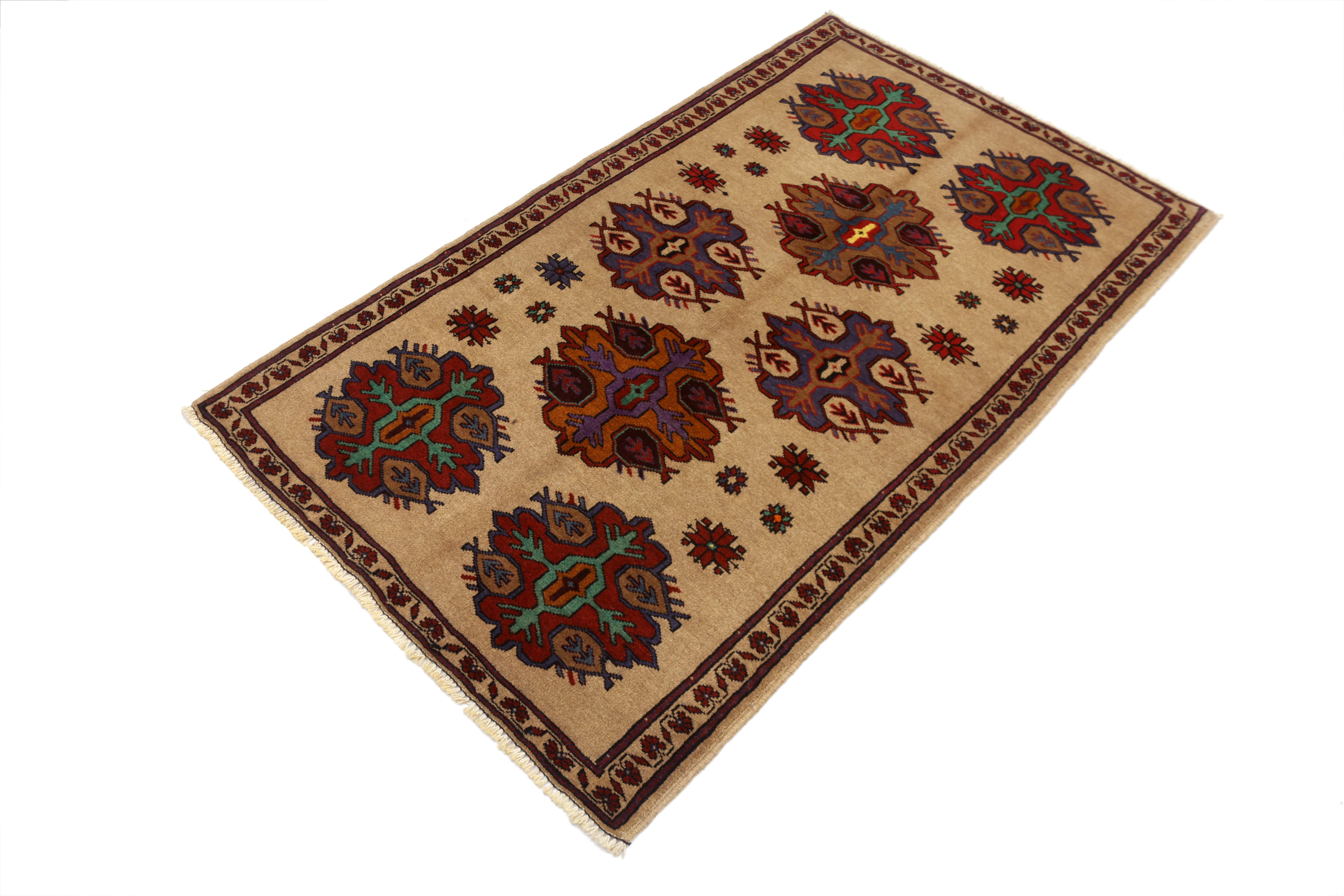 3' X 5' Natural Handmade Adraskan Baluchi Afghan Rug Rectangular