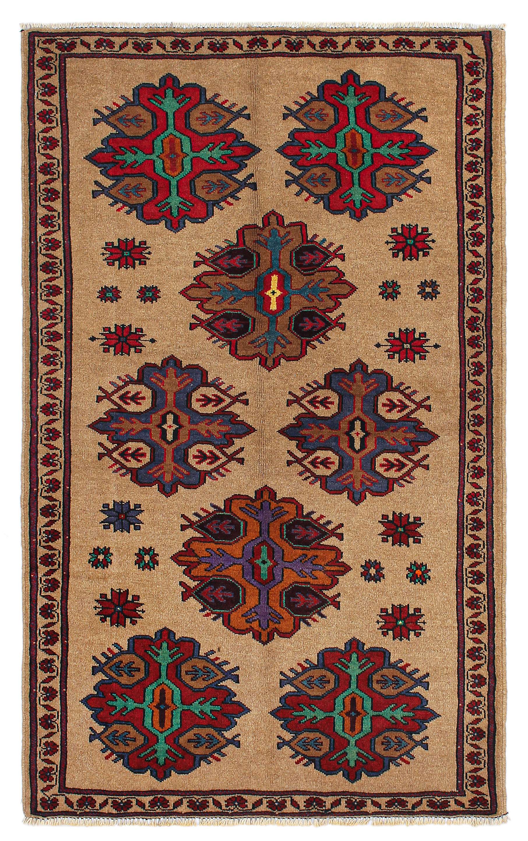3' X 5' Natural Handmade Adraskan Baluchi Afghan Rug Rectangular